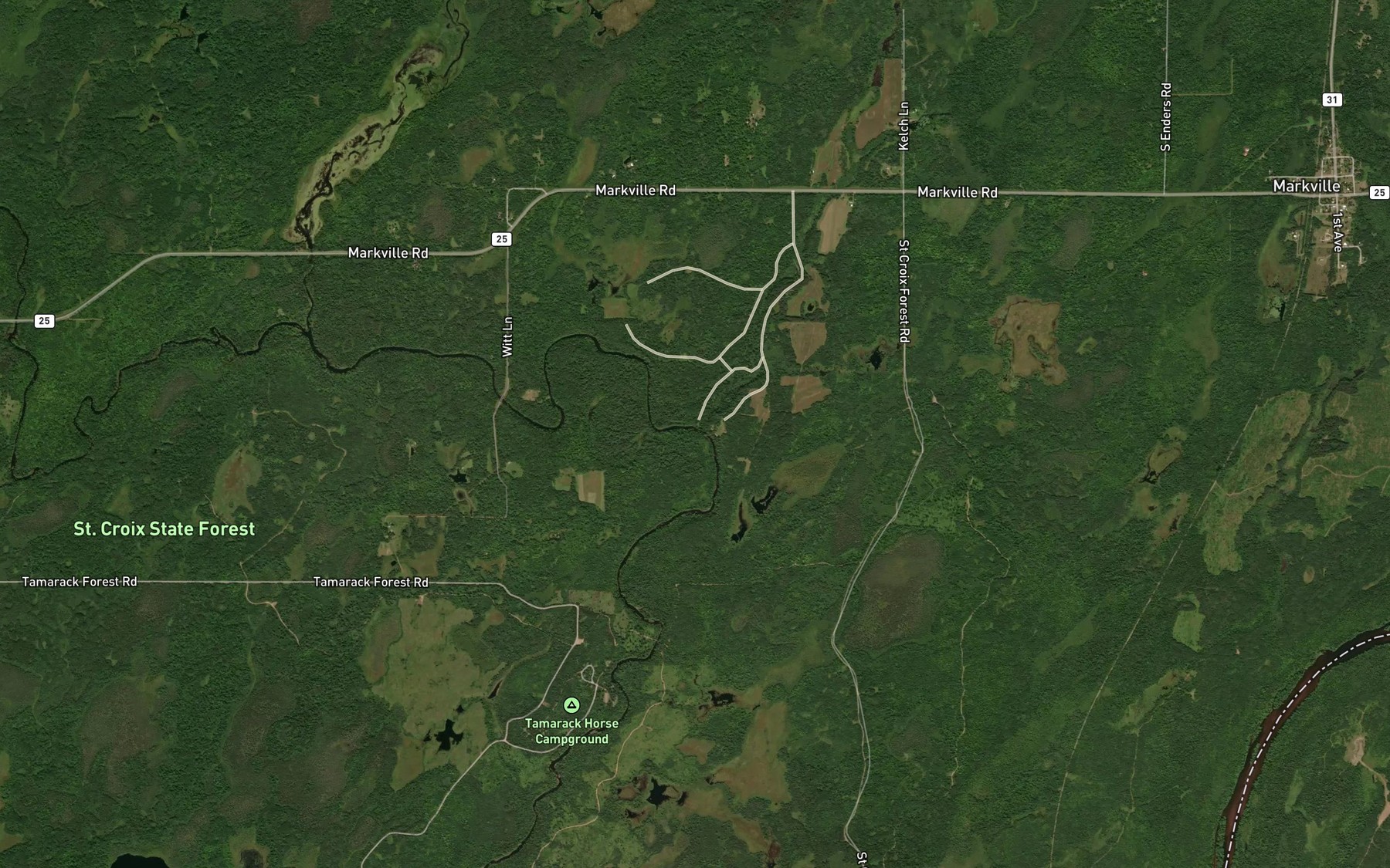 Satellite map of the Albrechts Creek