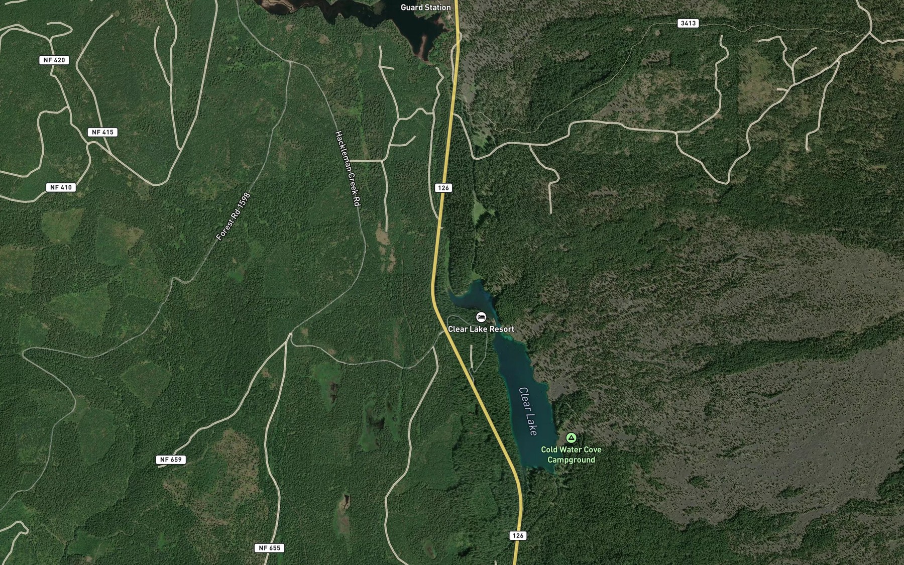 Satellite map of the Ikenick Creek