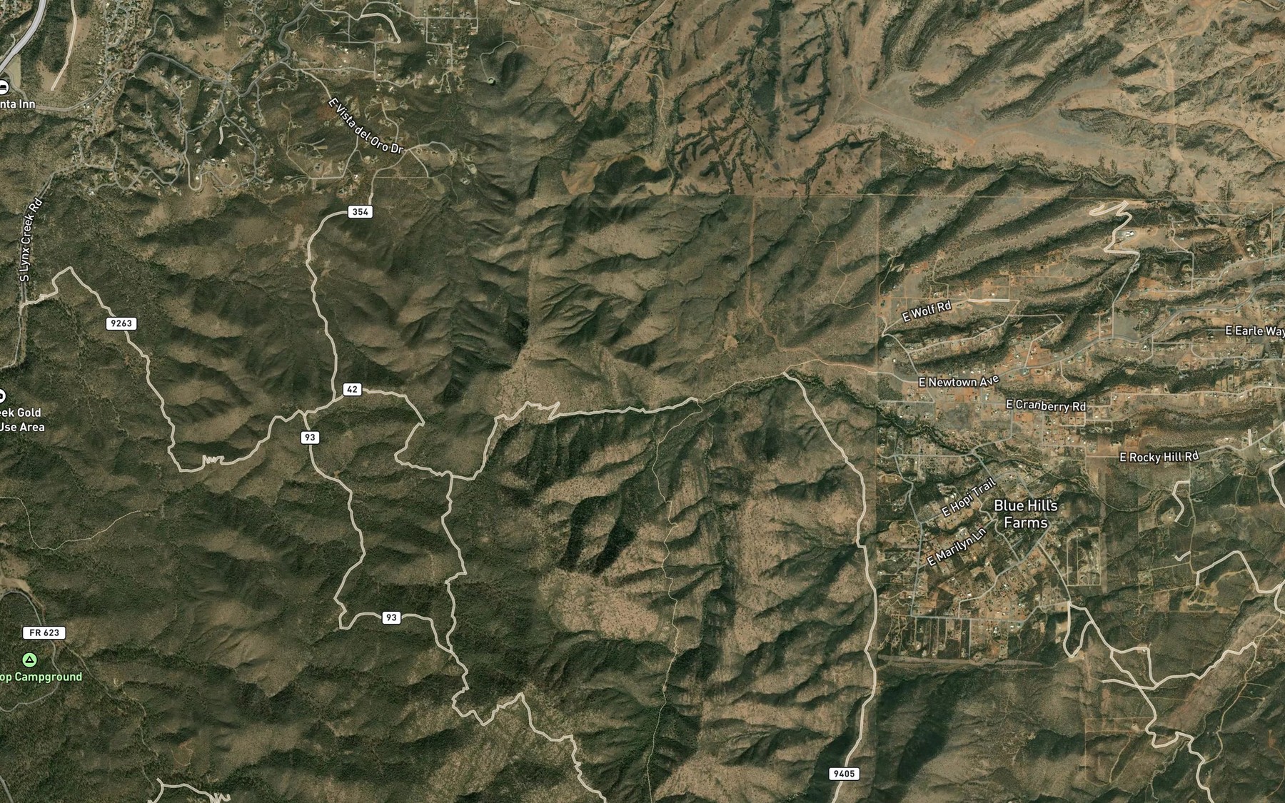 Satellite map of the Green Gulch Spring