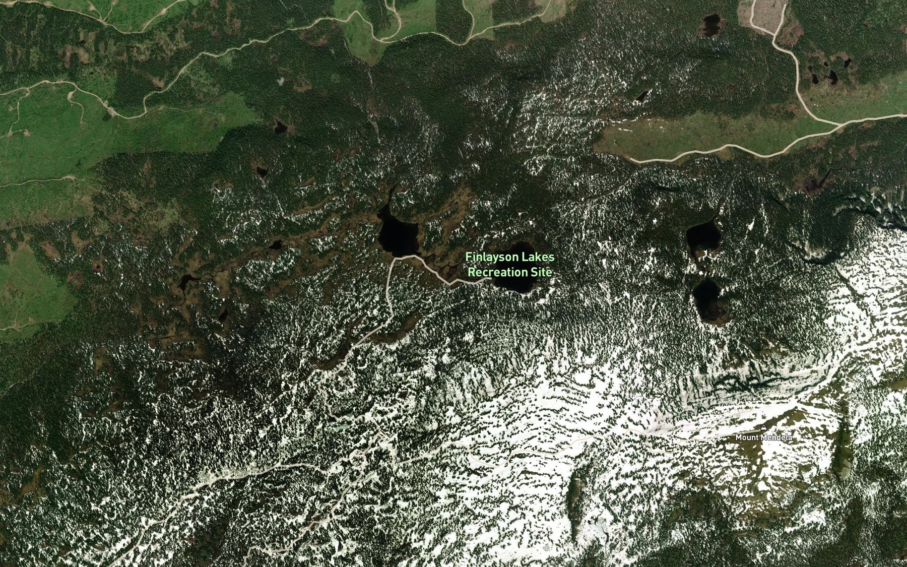 Satellite map of the Finlayson Lakes