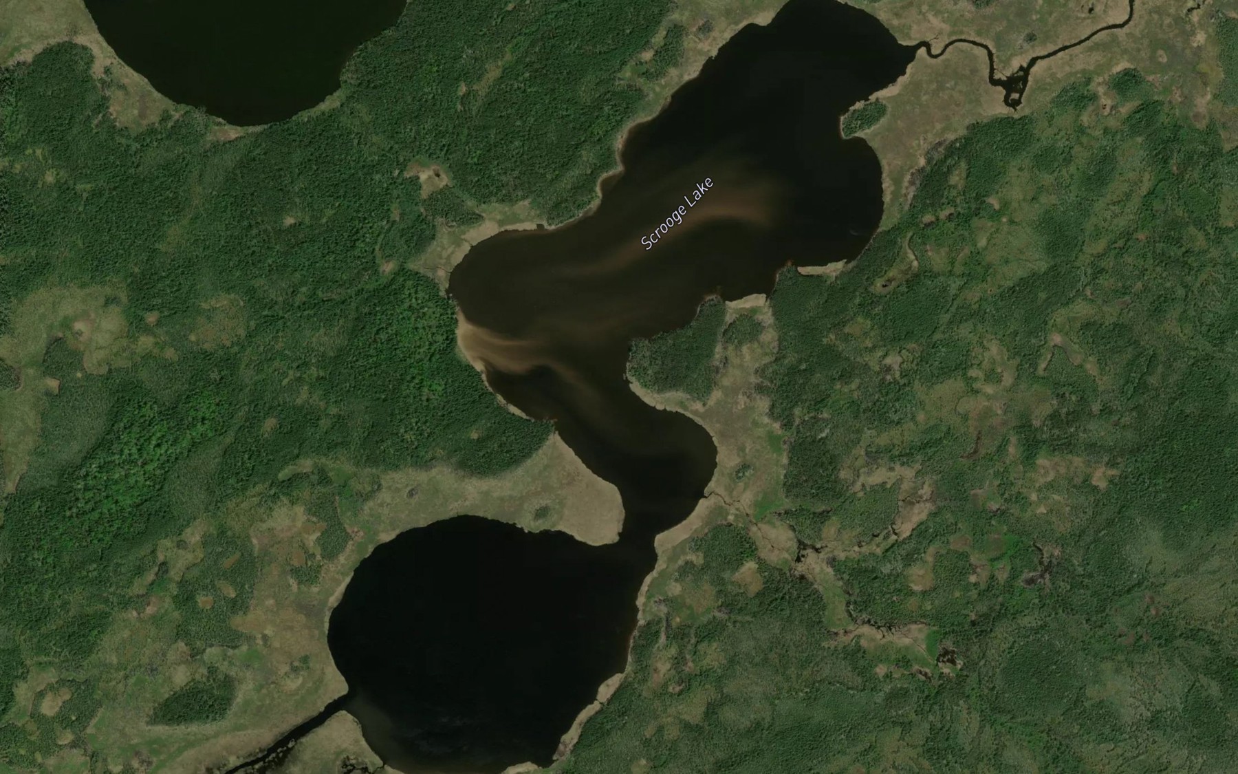 Satellite map of the Scrooge Lake