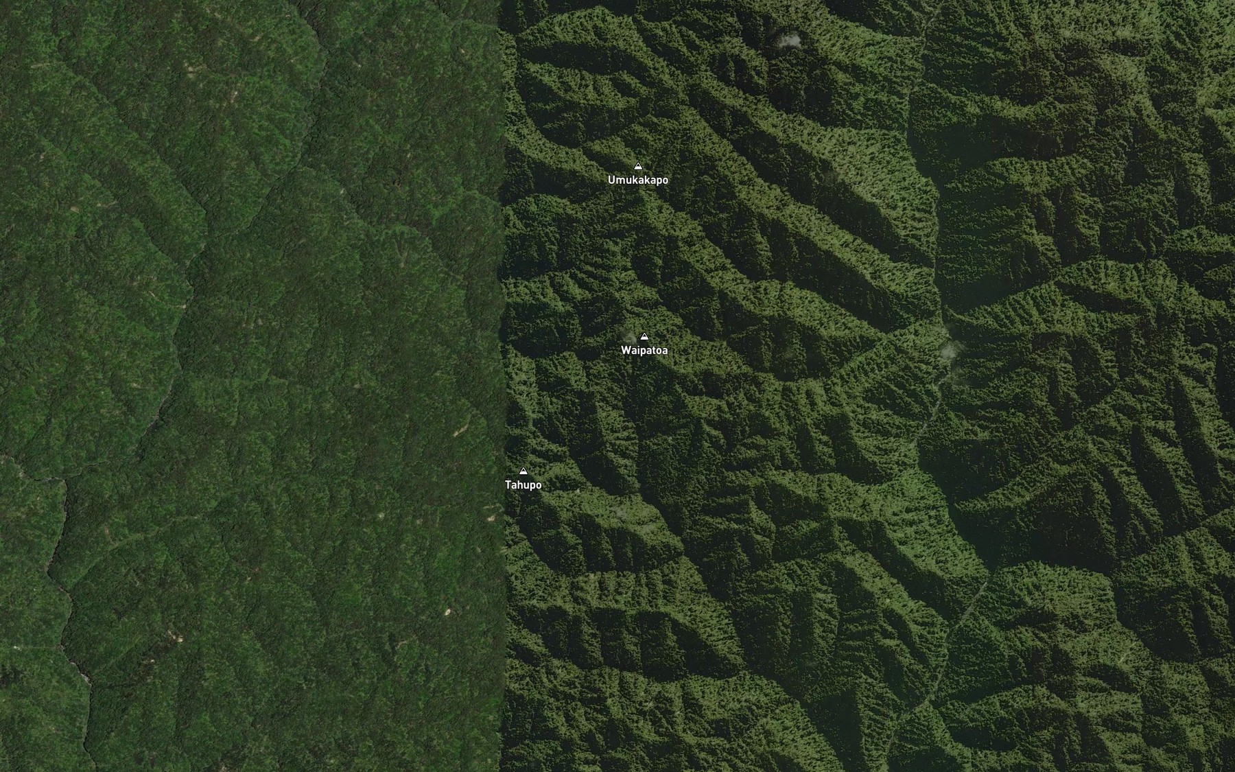 Satellite map of the Owhironui Stream