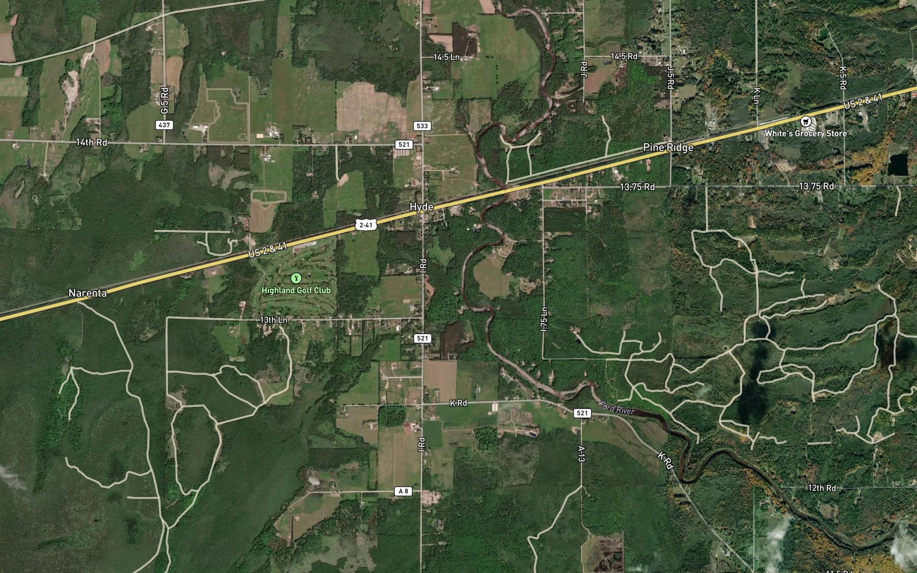 Satellite map of the Fenlon Creek