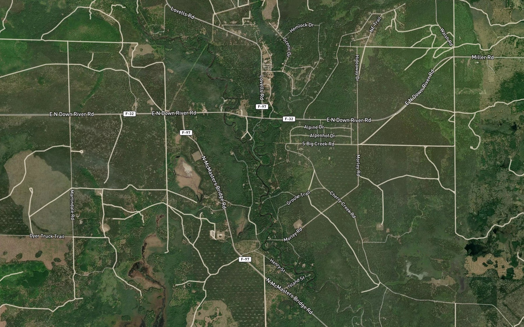 Satellite map of the Big Creek