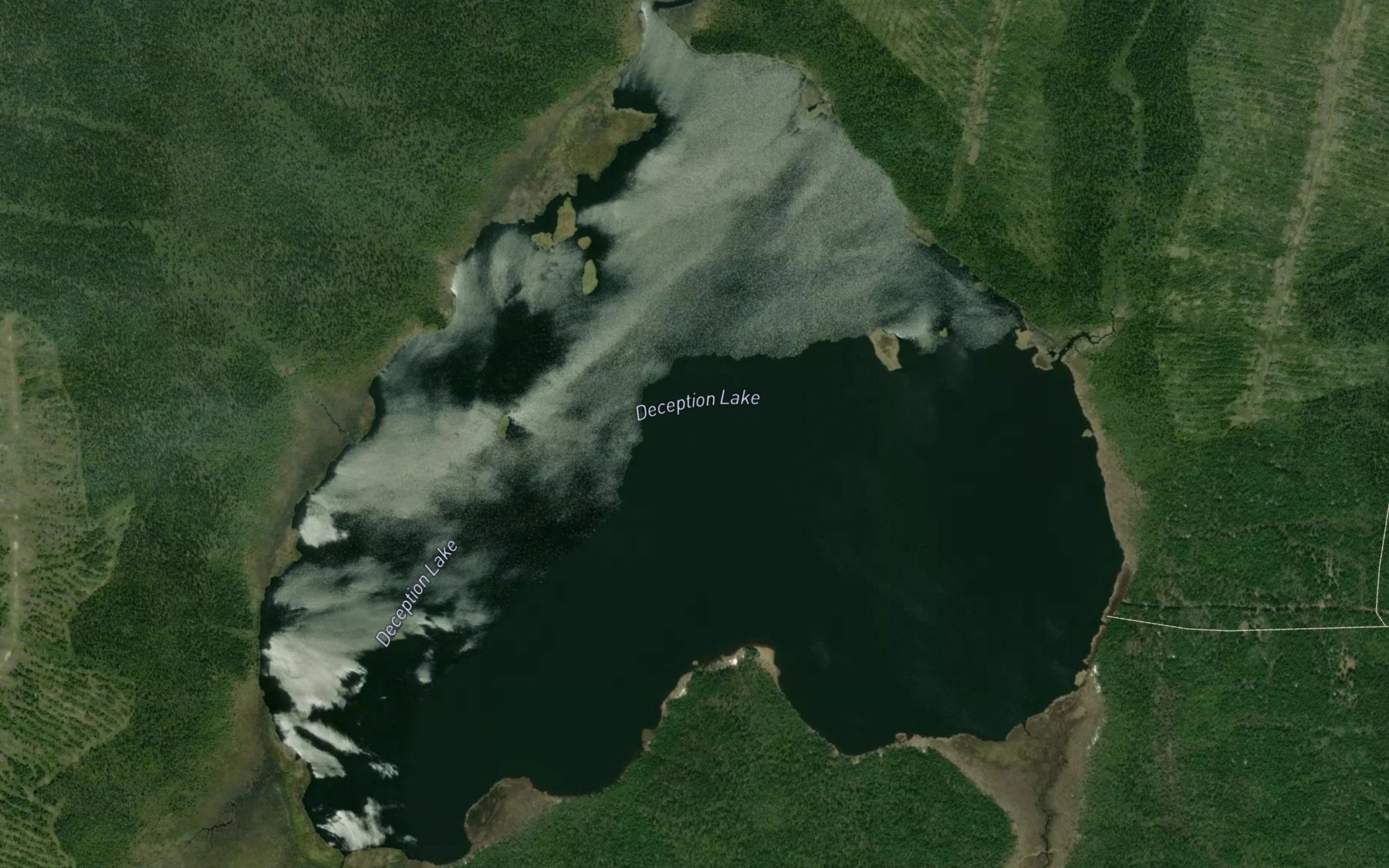 Satellite map of the Deception Lake