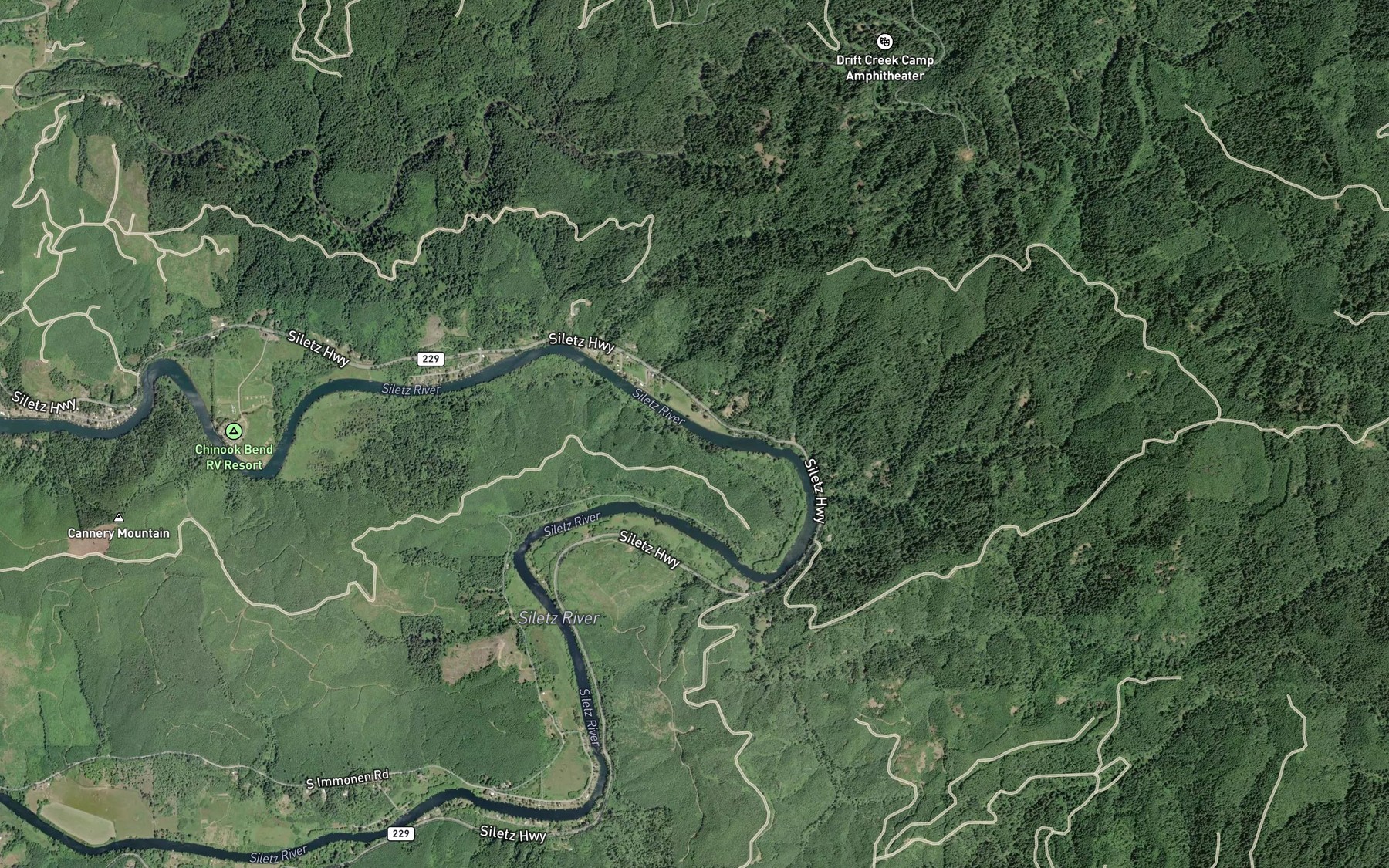 Satellite map of the Wildcat Creek