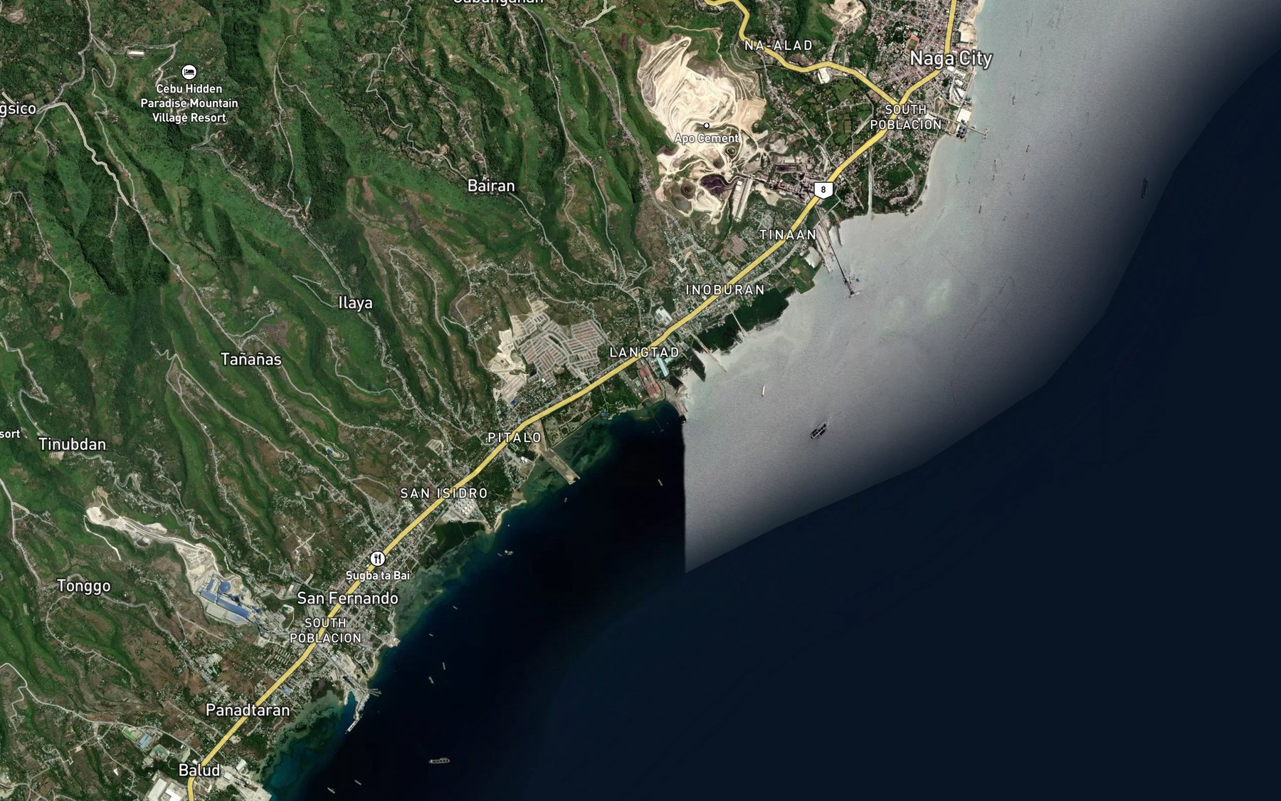 Satellite map of the Langtad River