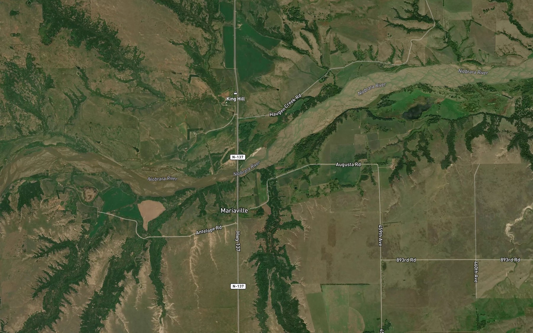 Satellite map of the Ash Creek