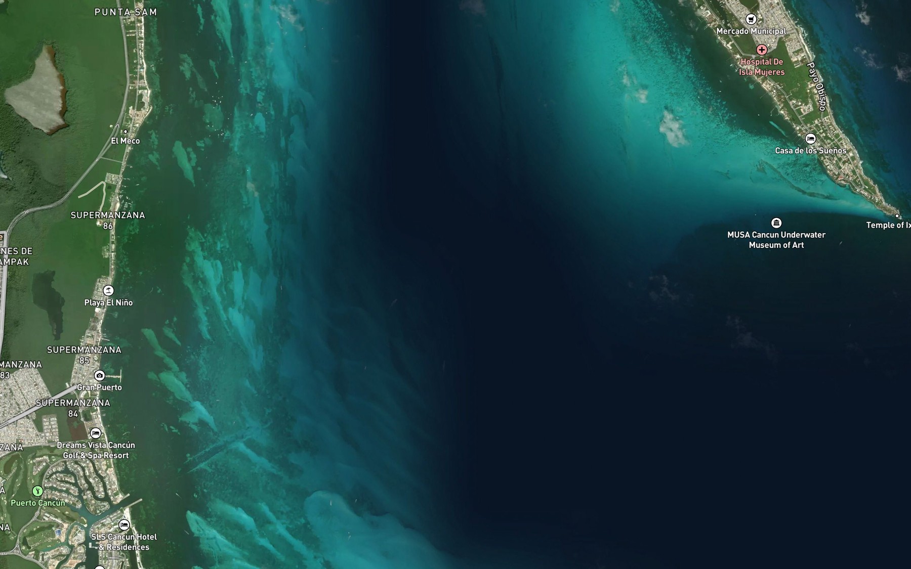 Satellite map of the Bahia de Mujeres
