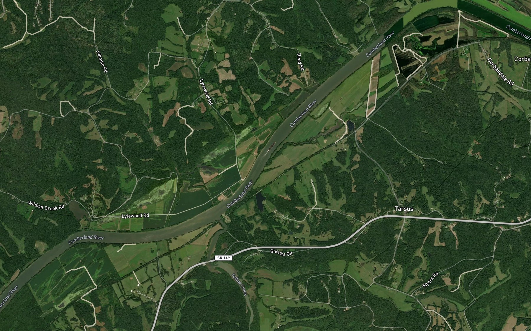 Satellite map of the Bear Creek