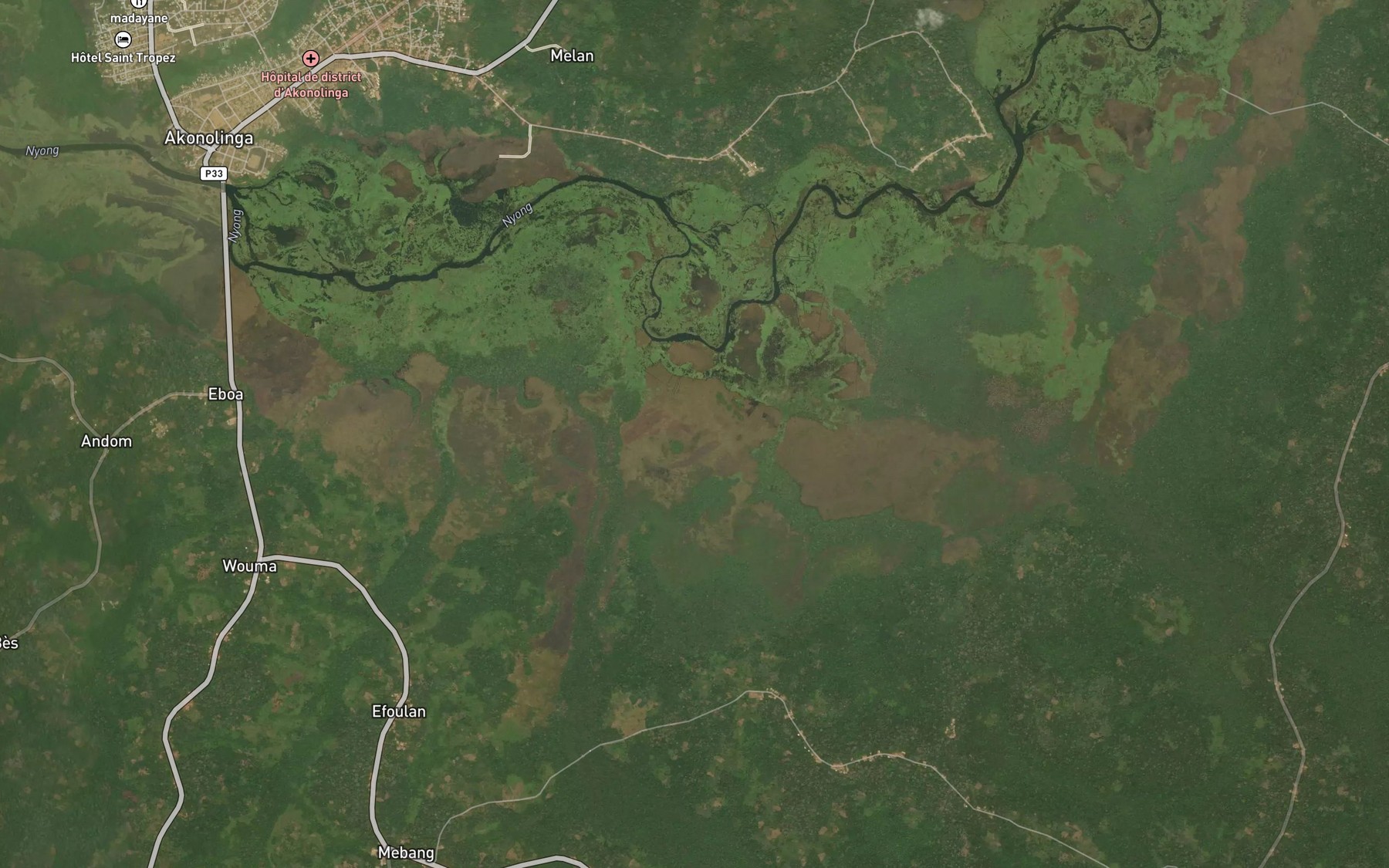 Satellite map of the Yanga