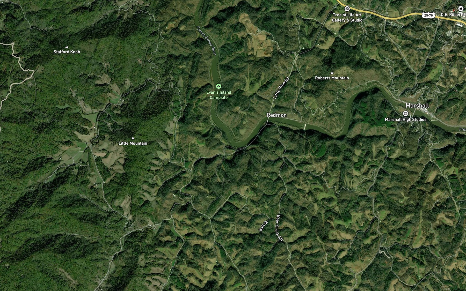 Satellite map of the Little Pine Creek