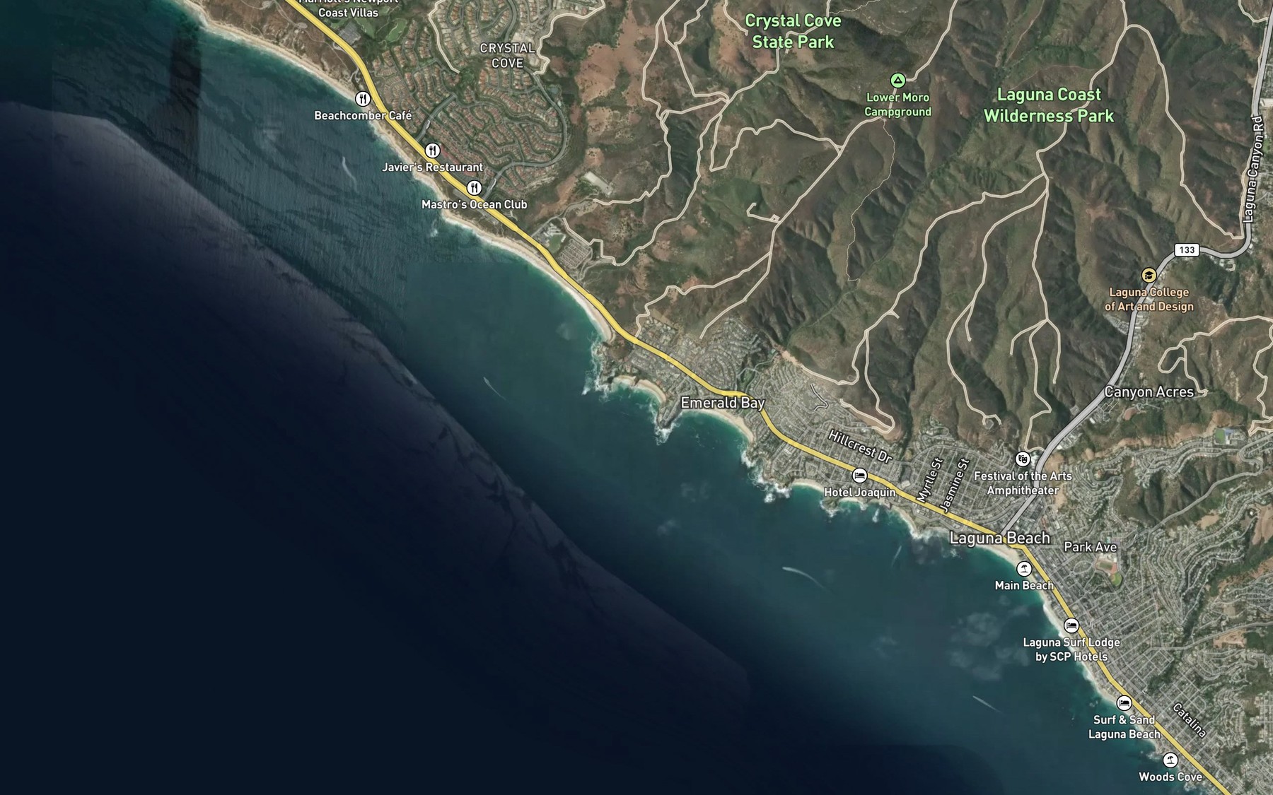 Satellite map of the Cameo Cove