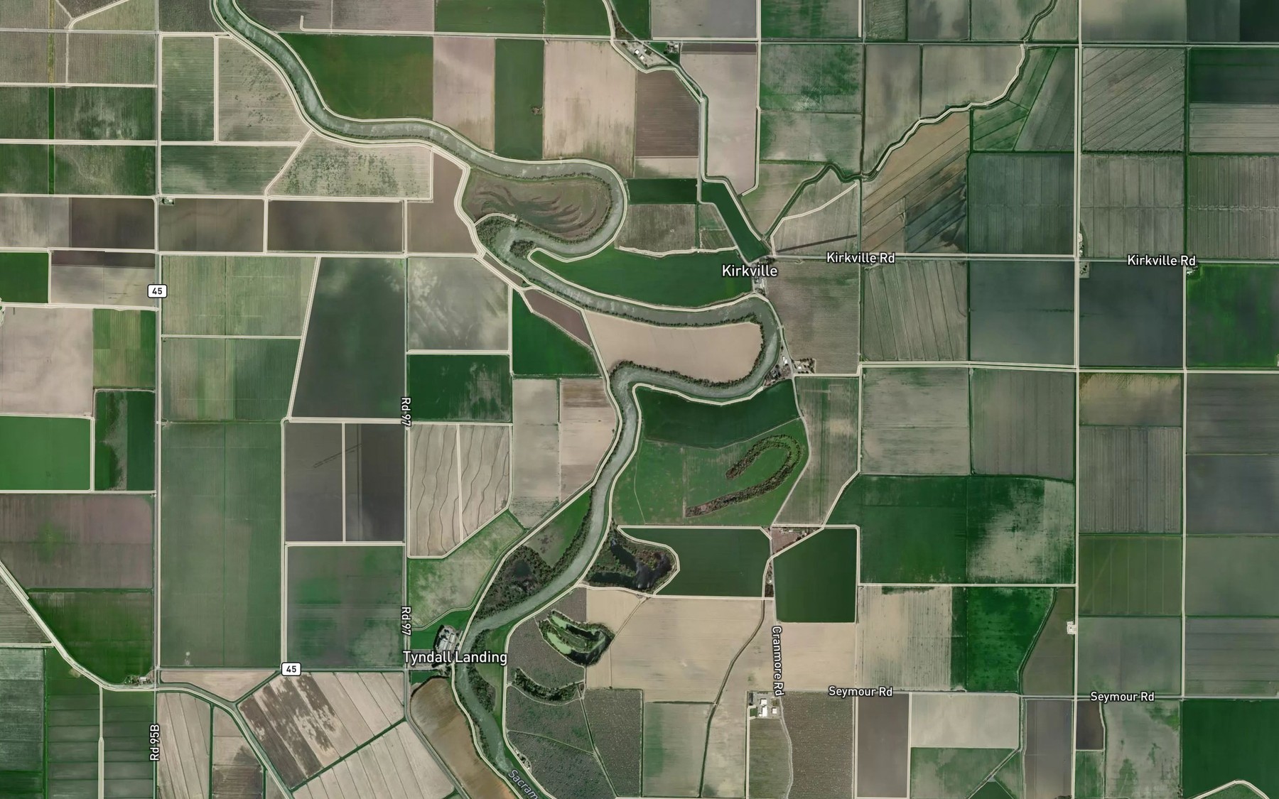 Satellite map of the Little Poker Bend
