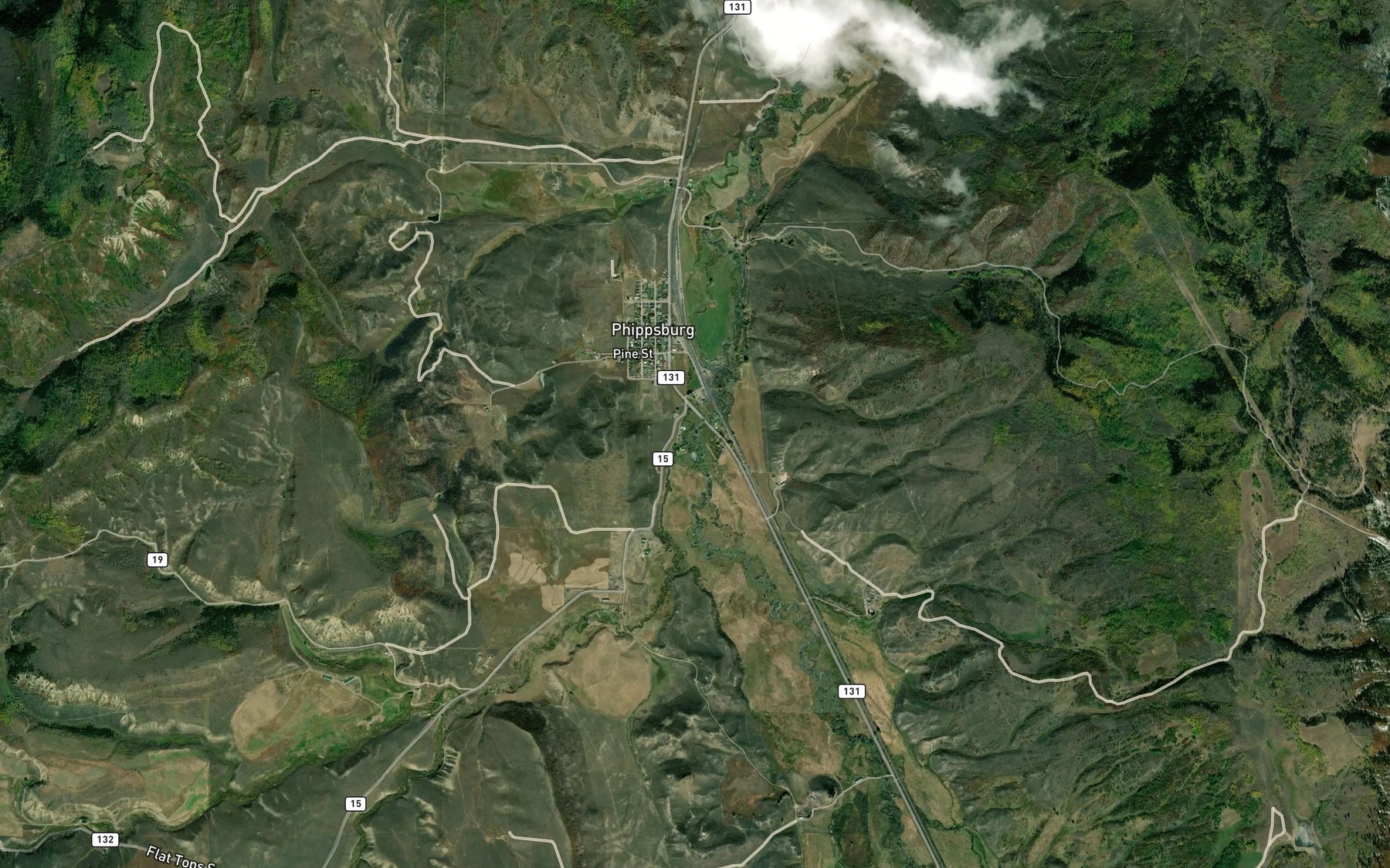 Satellite map of the Hunt Creek