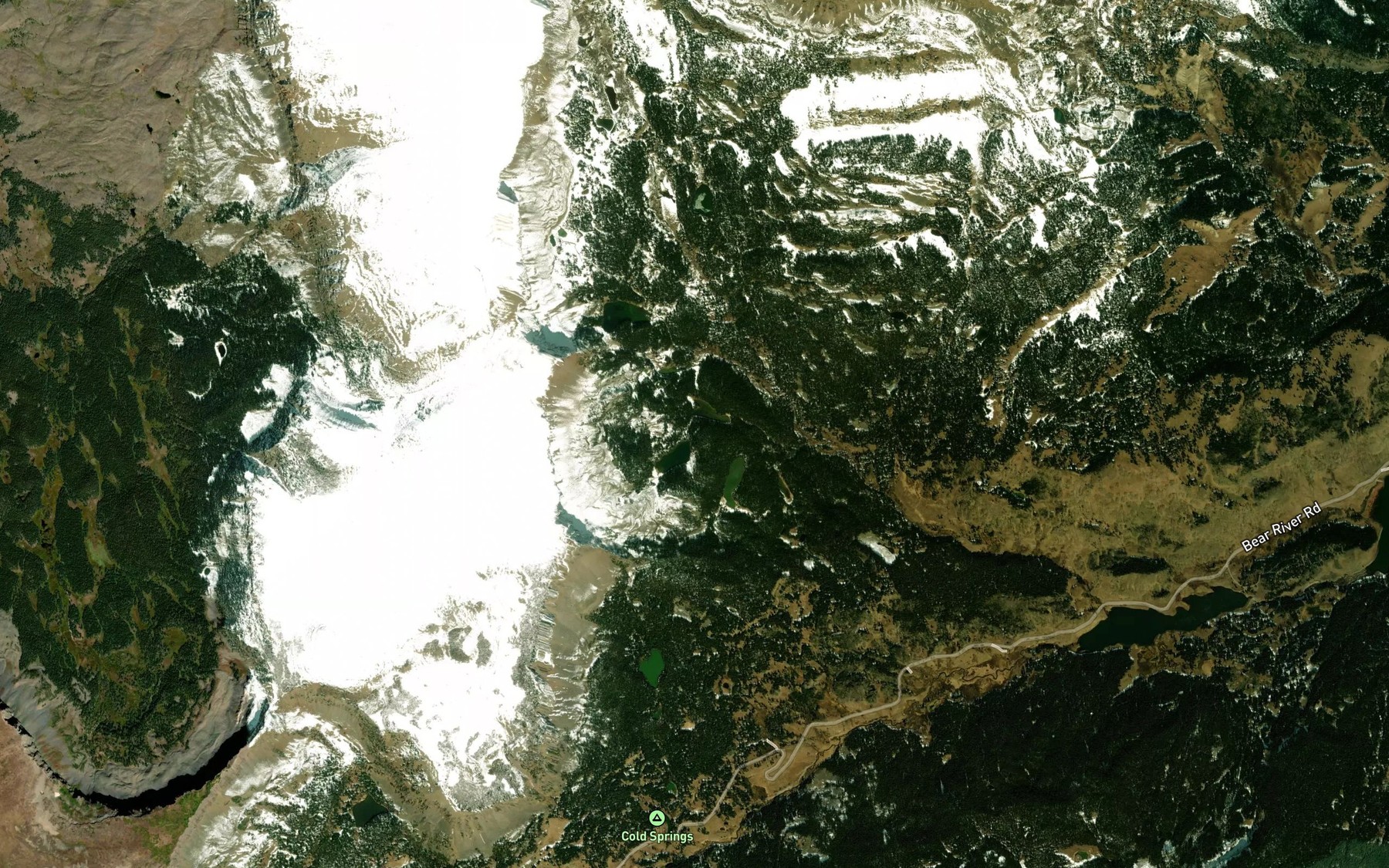 Satellite map of the Twin Mandall Lakes