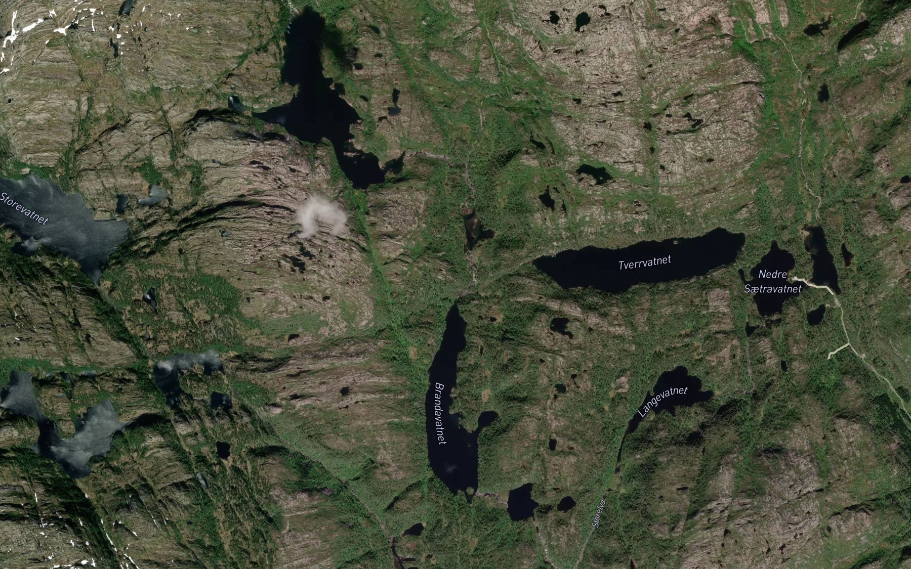 Satellite map of the Grunnevassfossen
