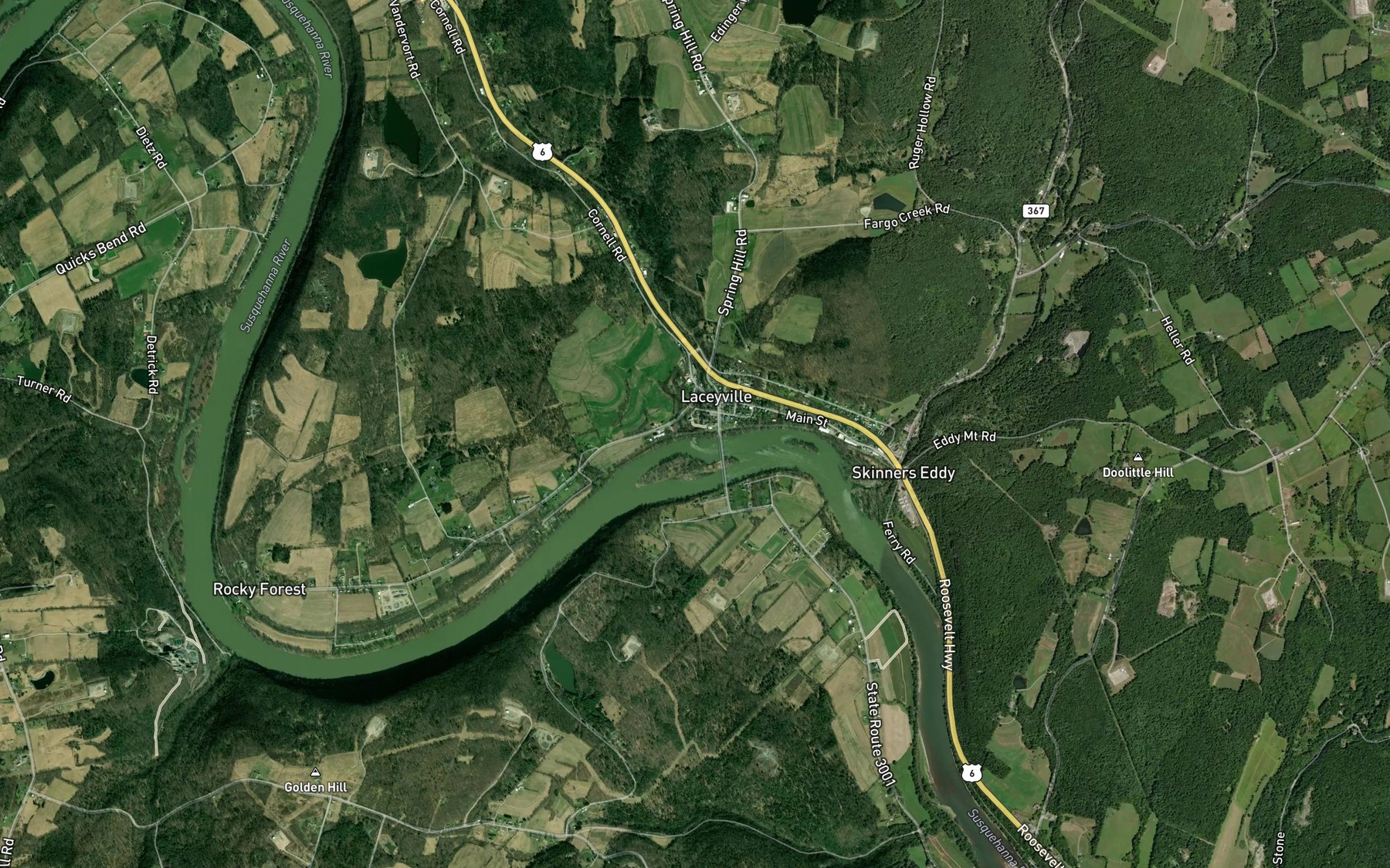 Satellite map of the Little Tuscarora Creek
