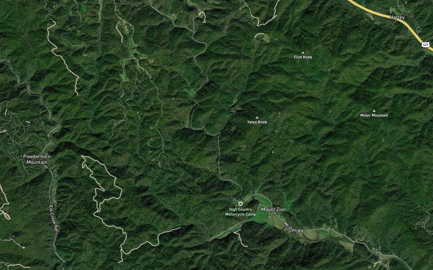 Satellite map of the Laurel Branch