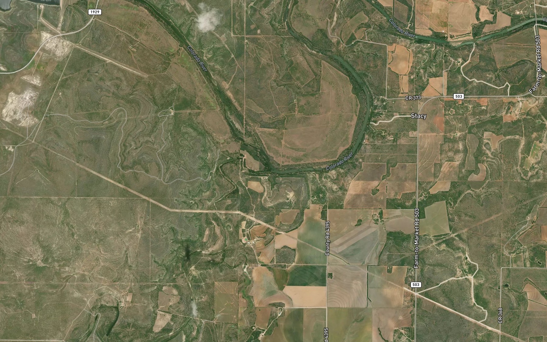 Satellite map of the Mustang Creek