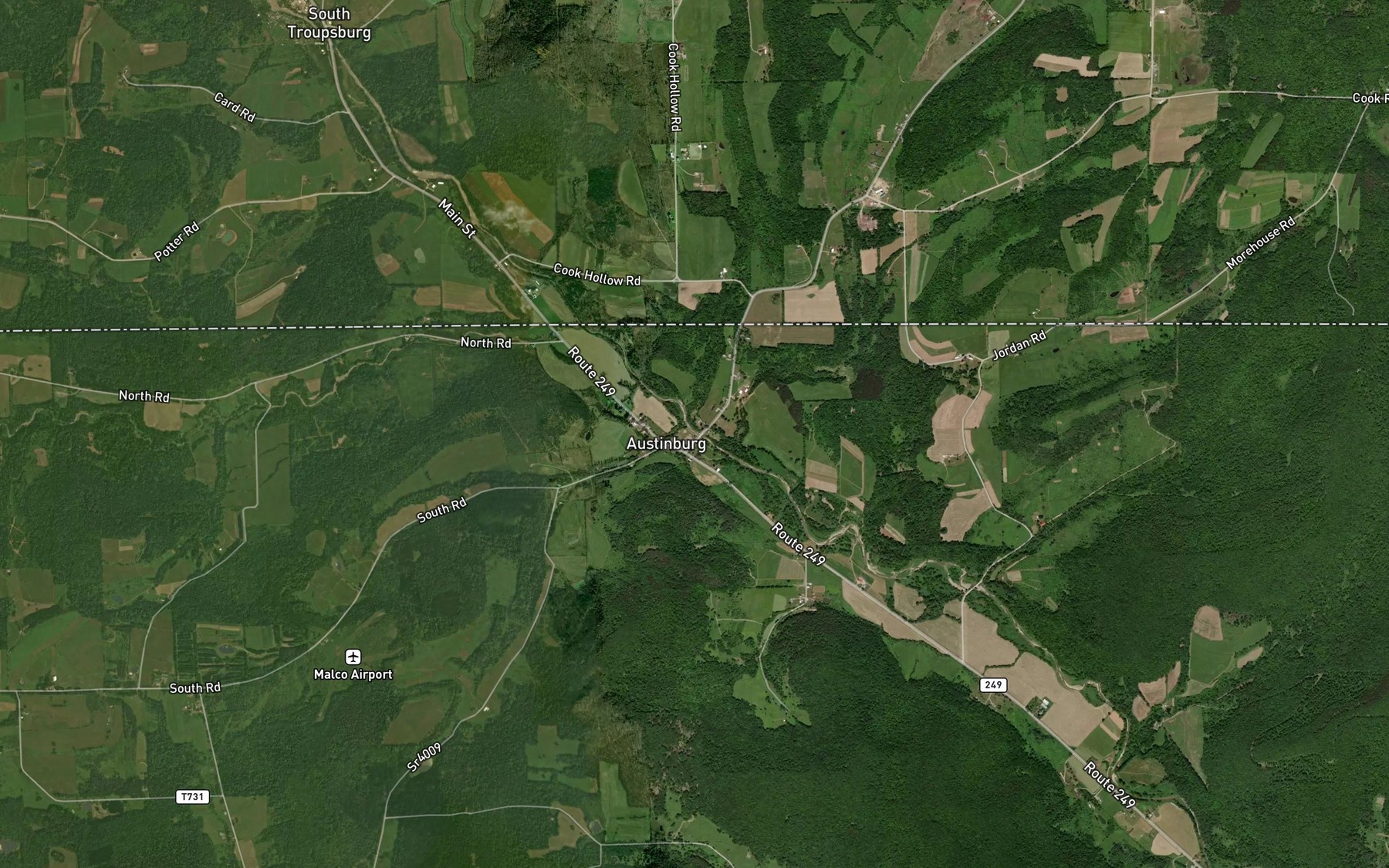 Satellite map of the South Brook Troups Creek