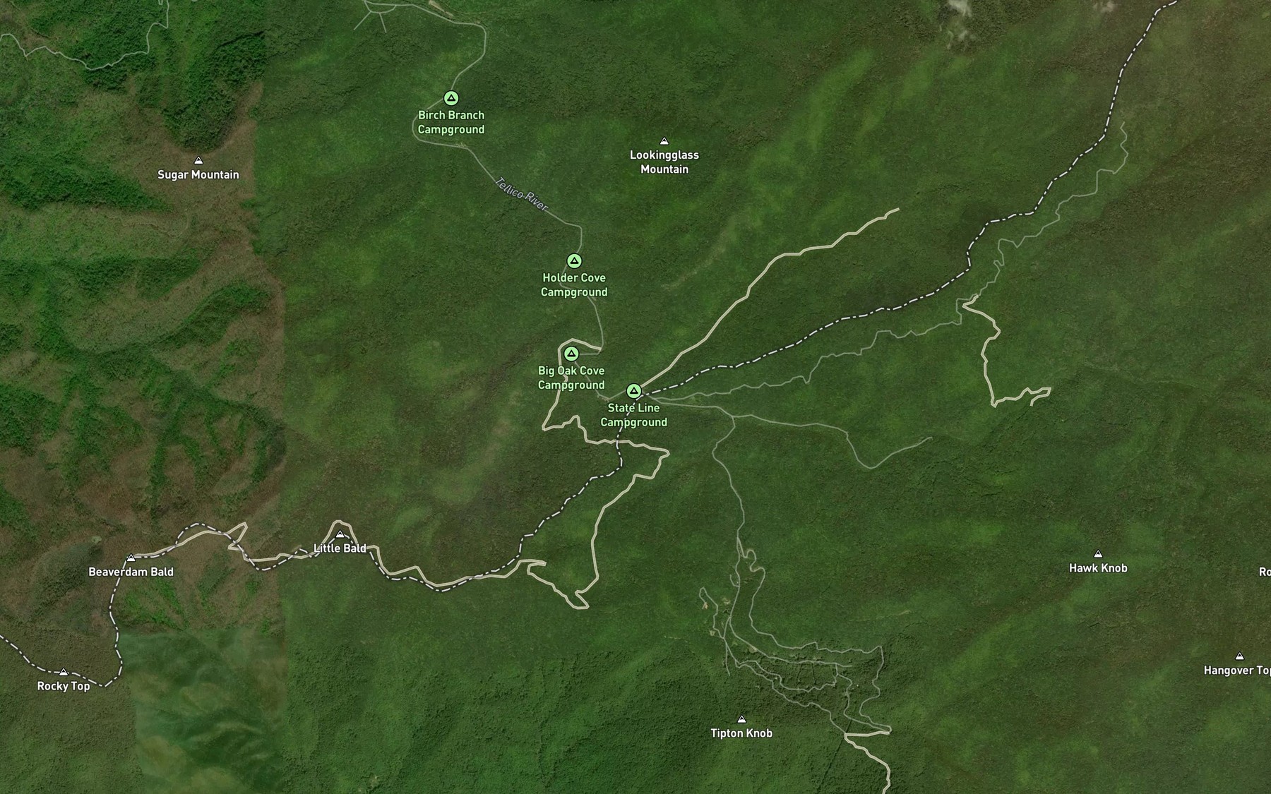 Satellite map of the Rough Ridge Creek
