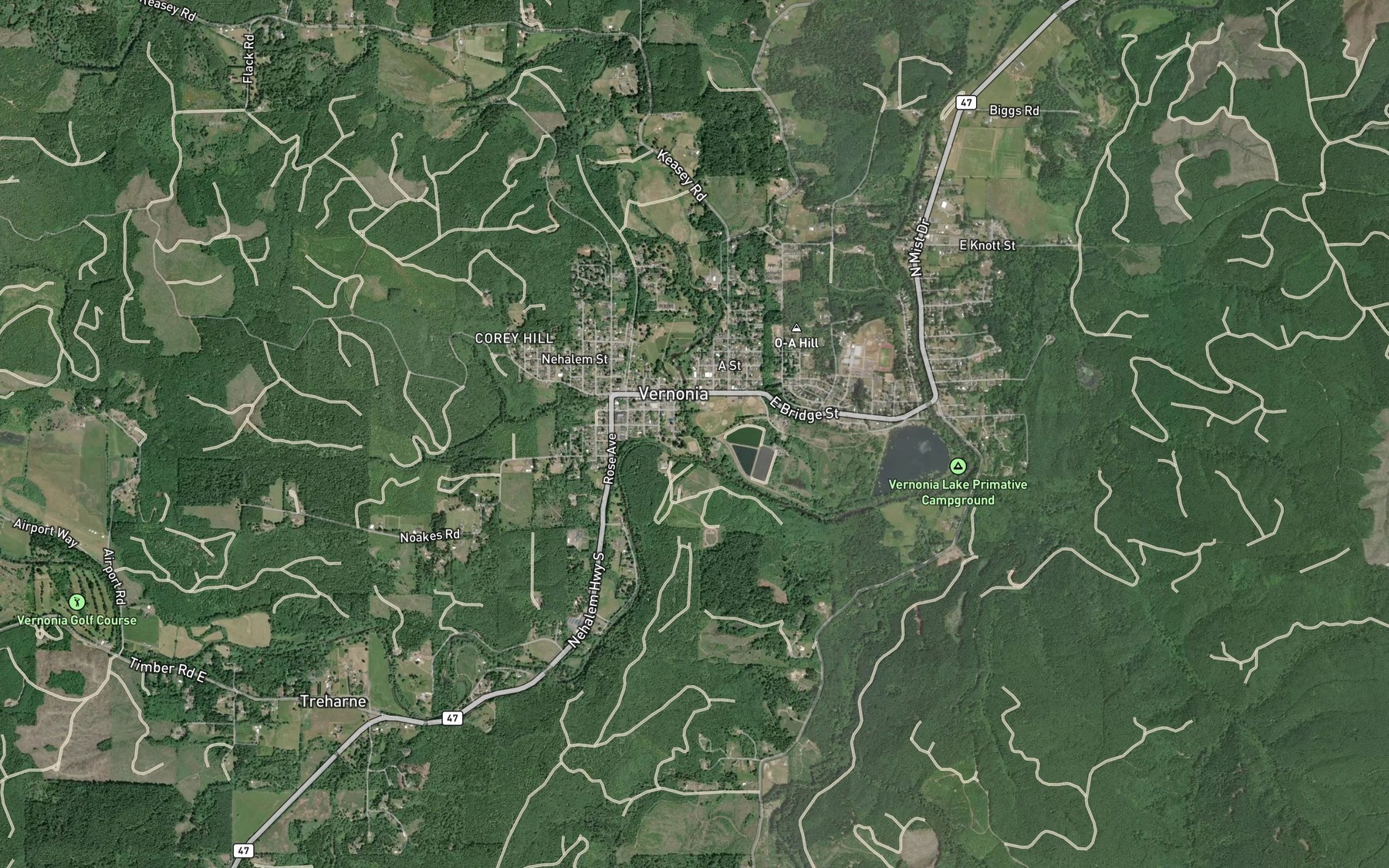 Satellite map of the Bear Creek