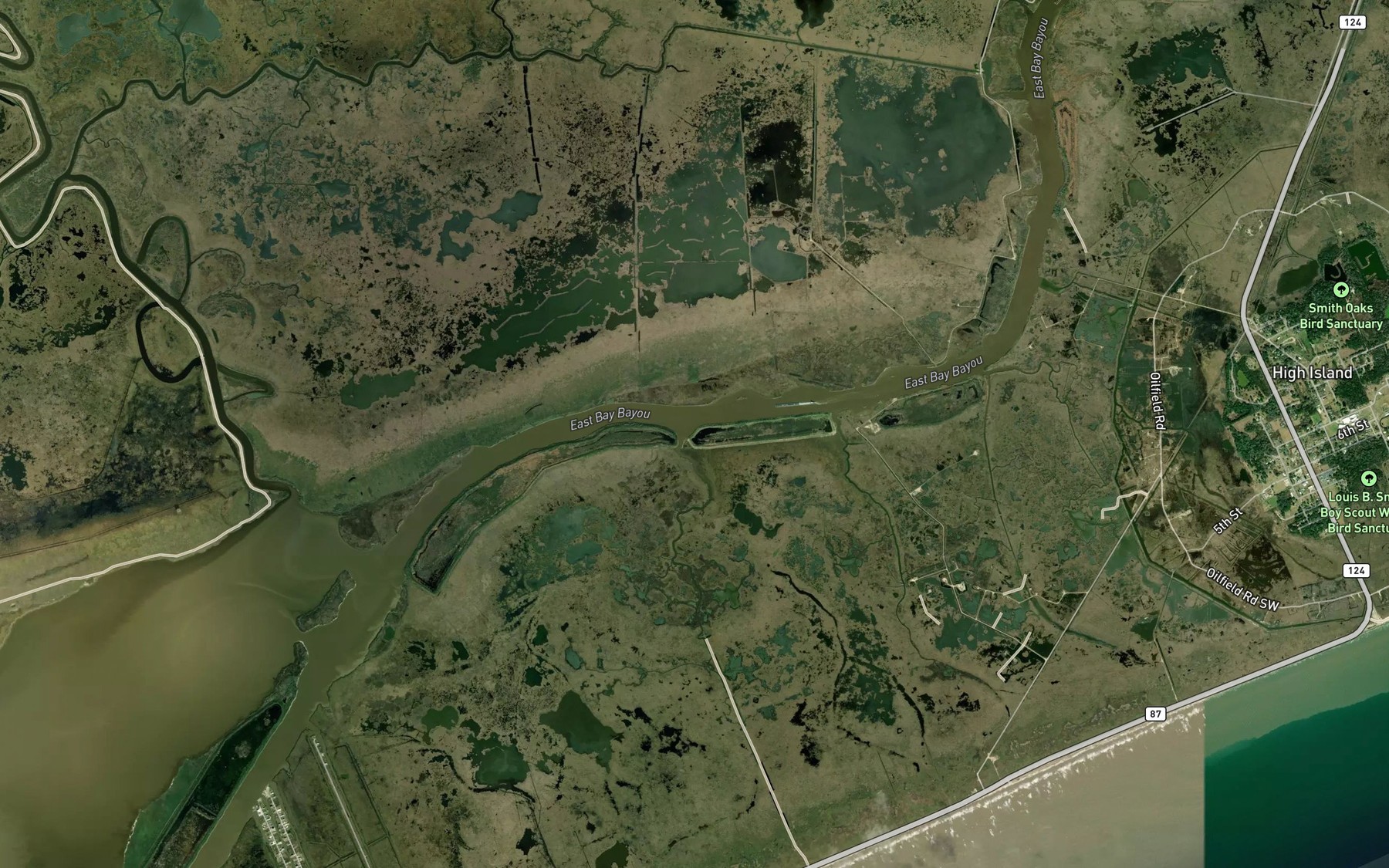 Satellite map of the Brushy Bend