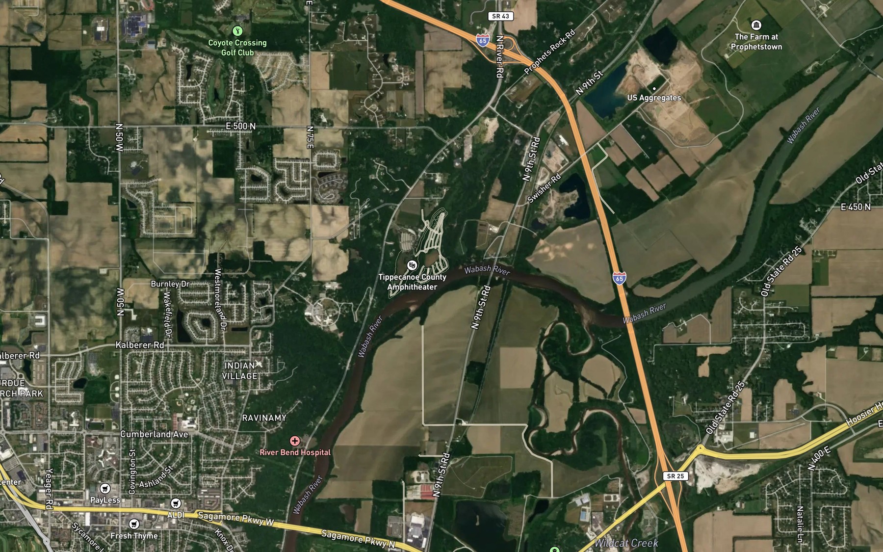 Satellite map of the Burnett Creek