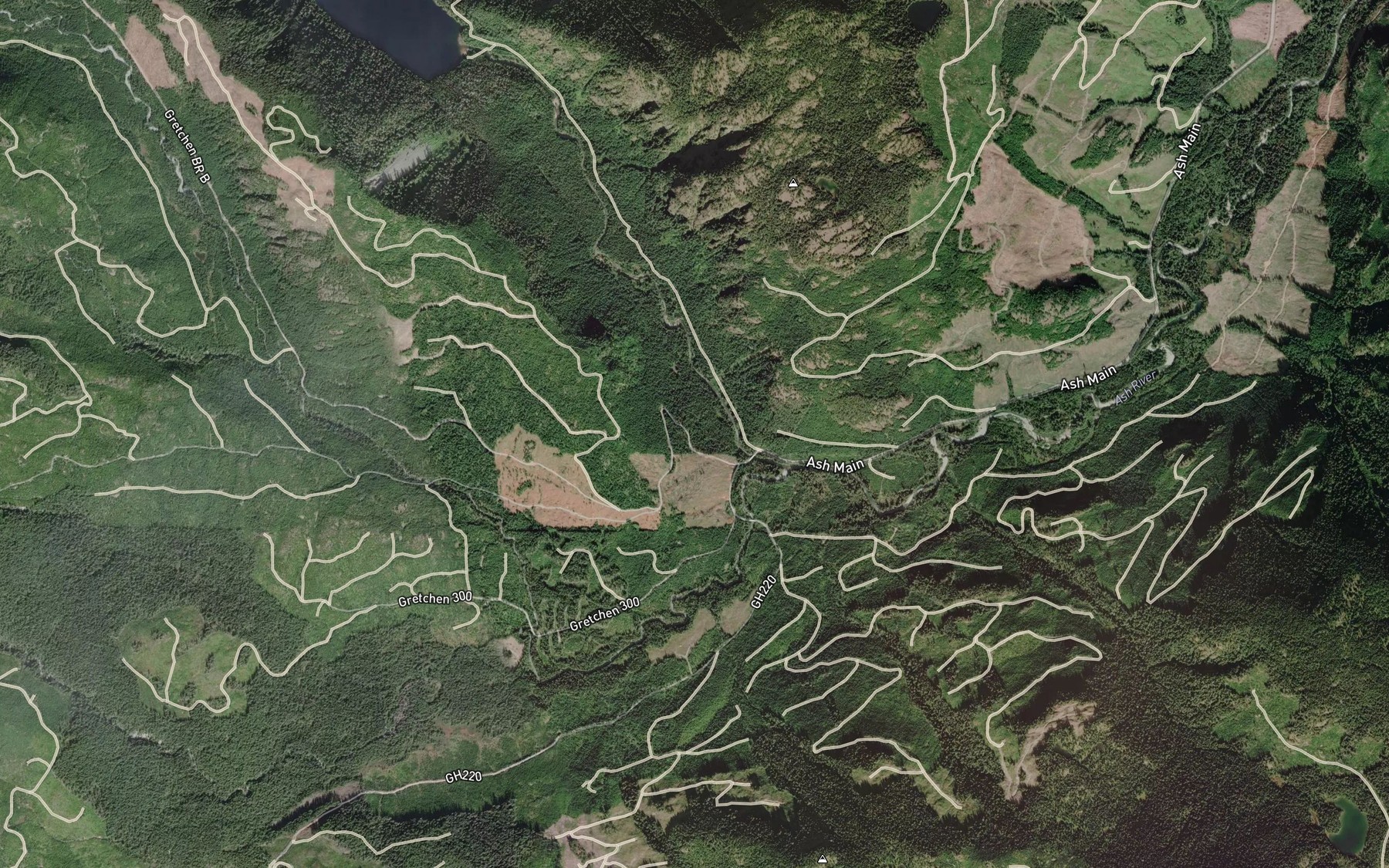 Satellite map of the Gretchen Creek