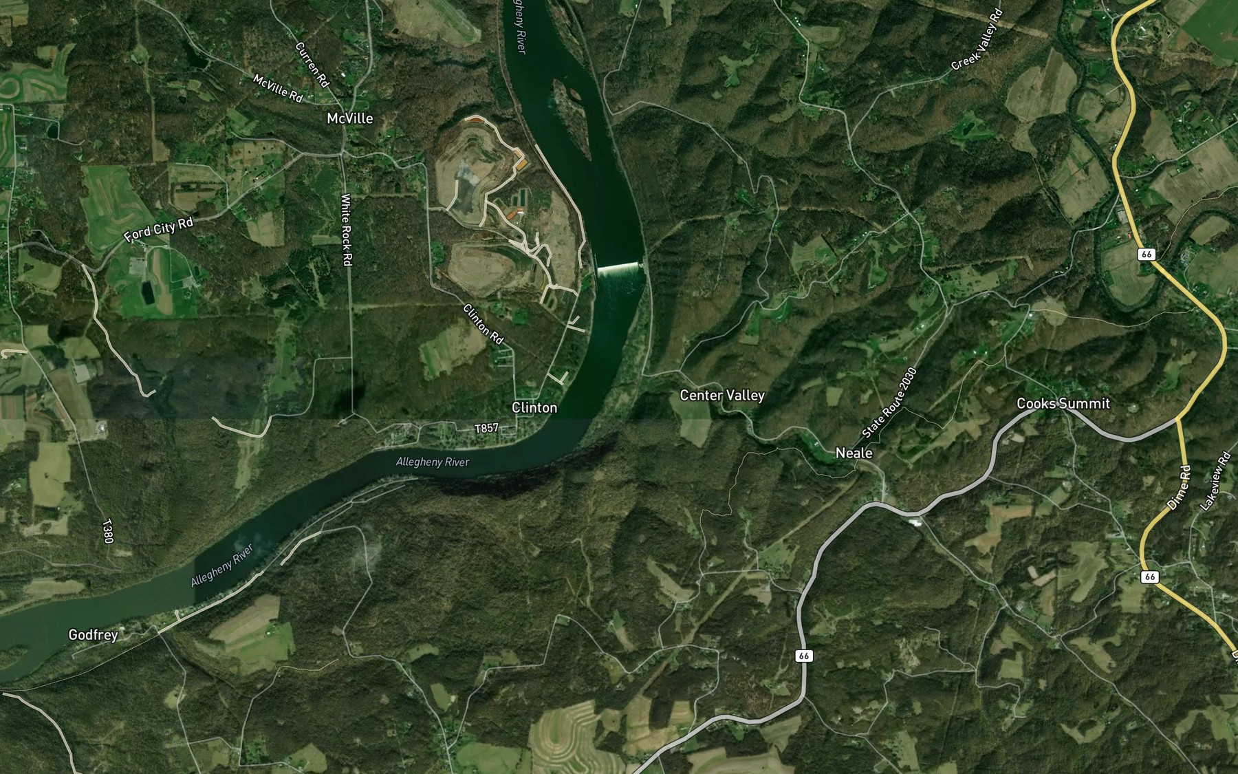 Satellite map of the Taylor Run