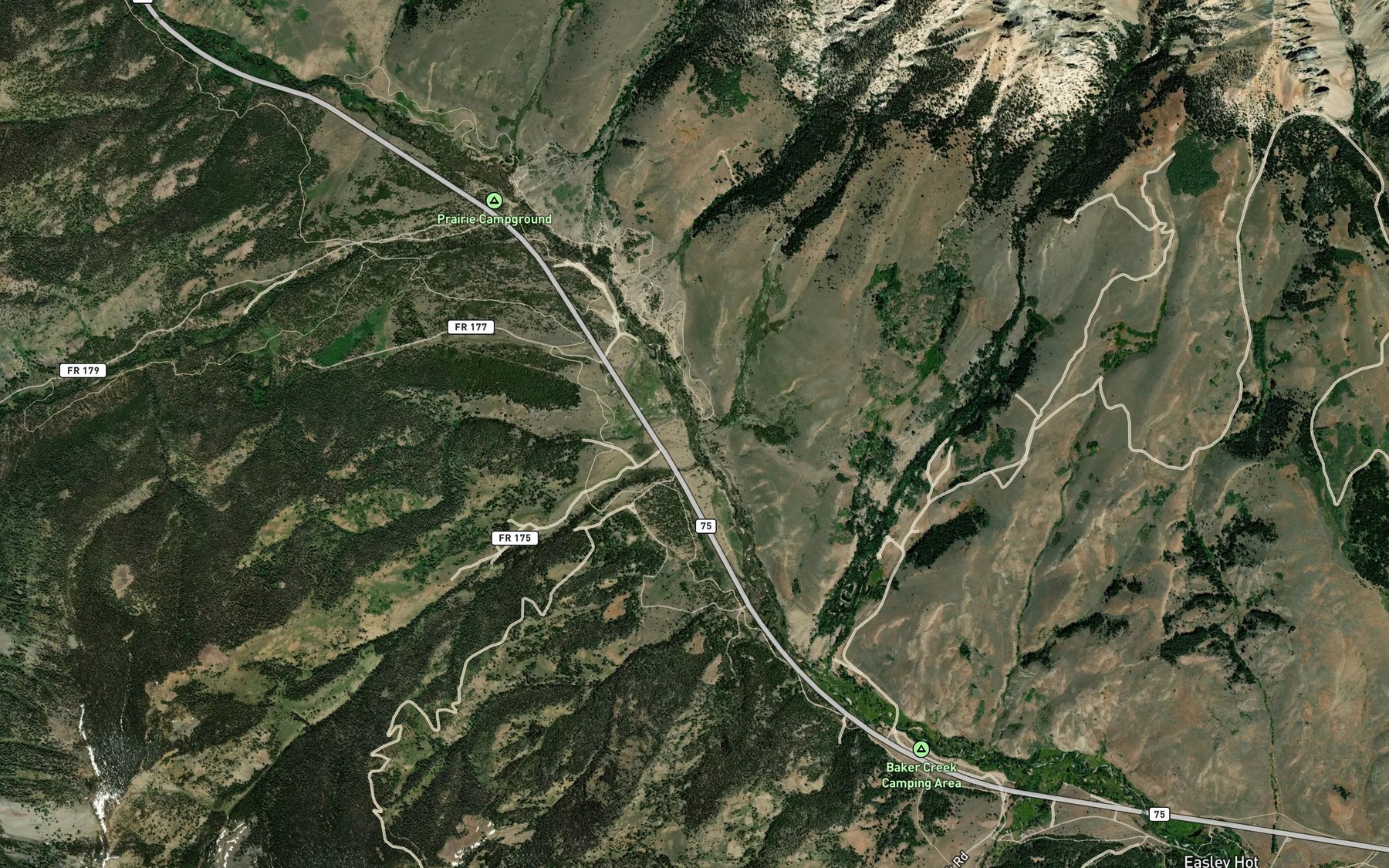 Satellite map of the Dooley Creek
