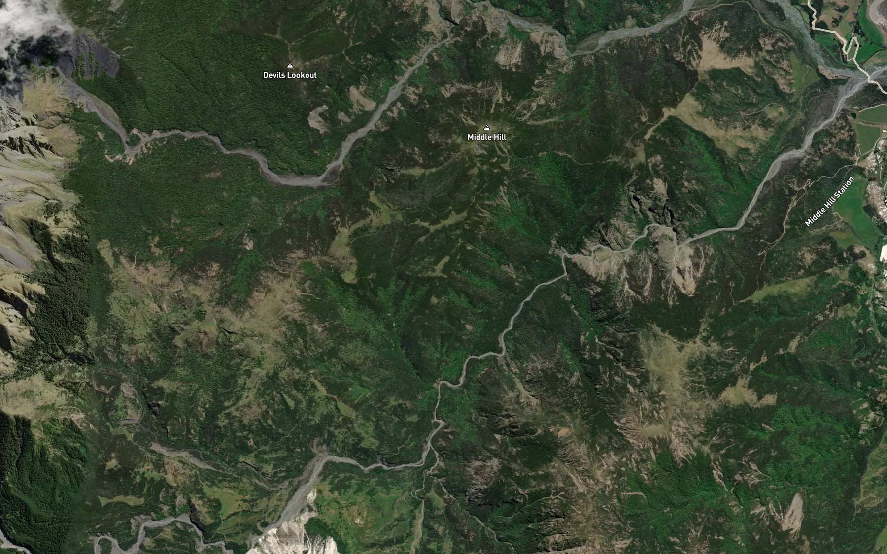 Satellite map of the Wharekiri Stream