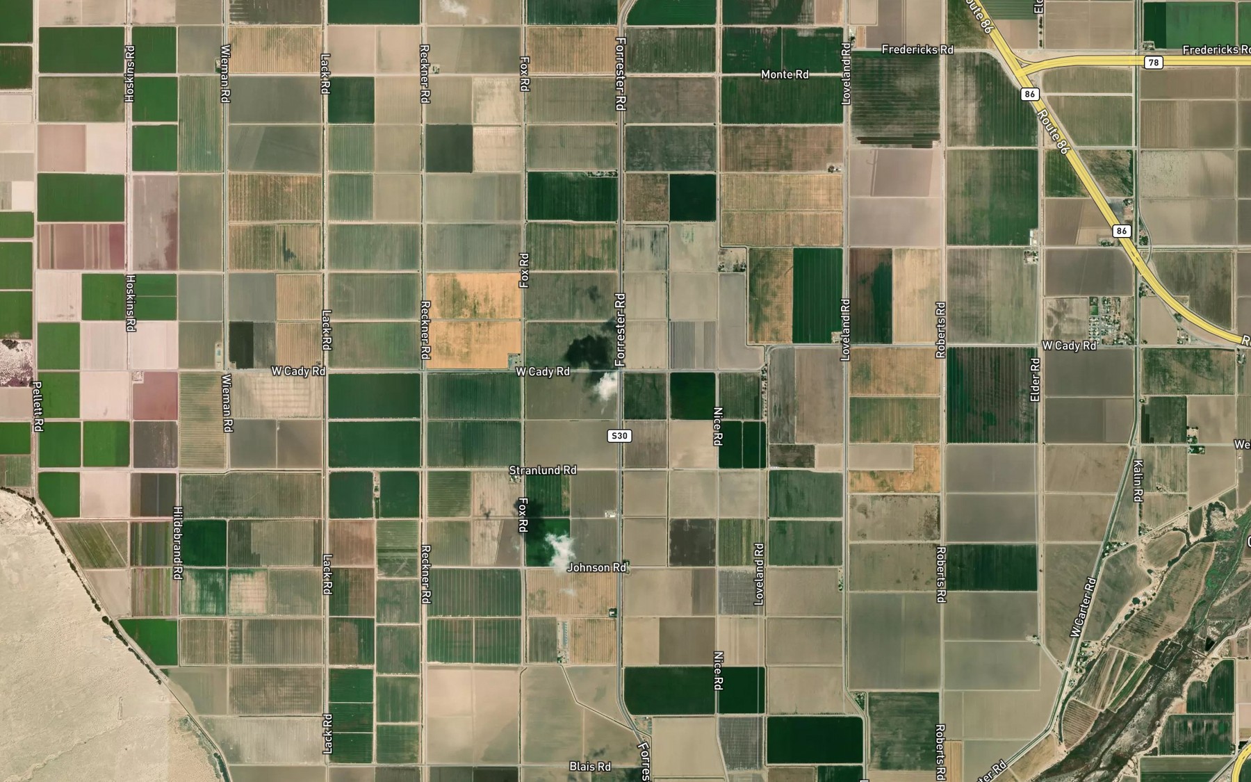 Satellite map of the Westmorland Drain