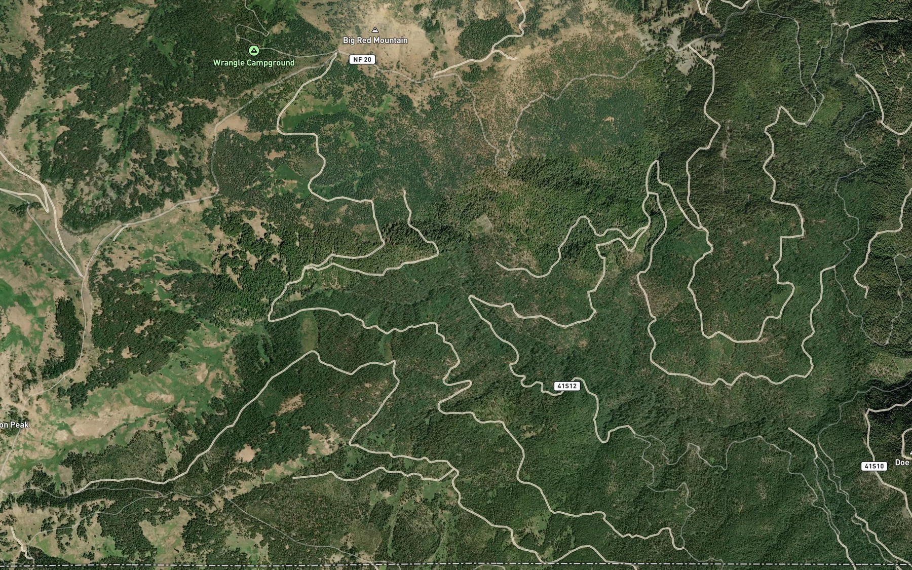 Satellite map of the Little Red Mountain Creek