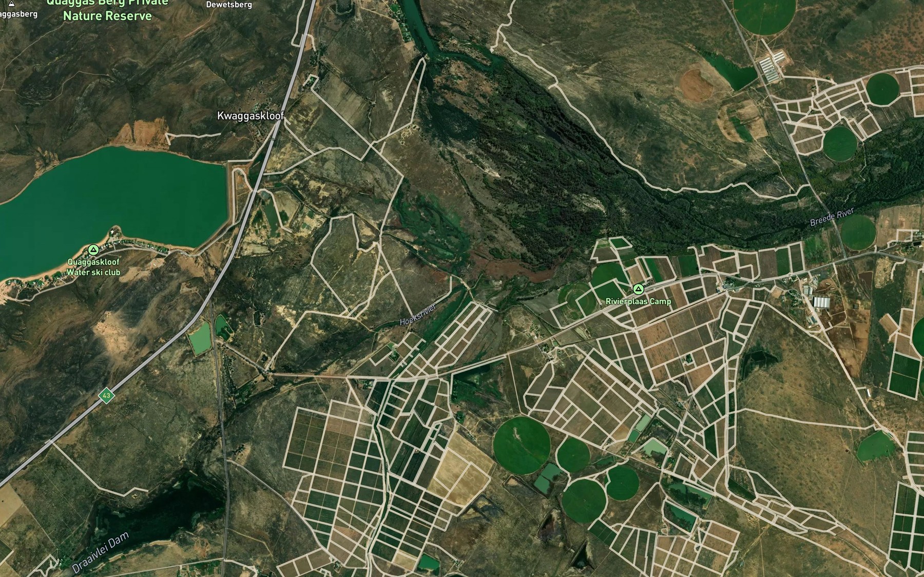 Satellite map of the Hoekrivier