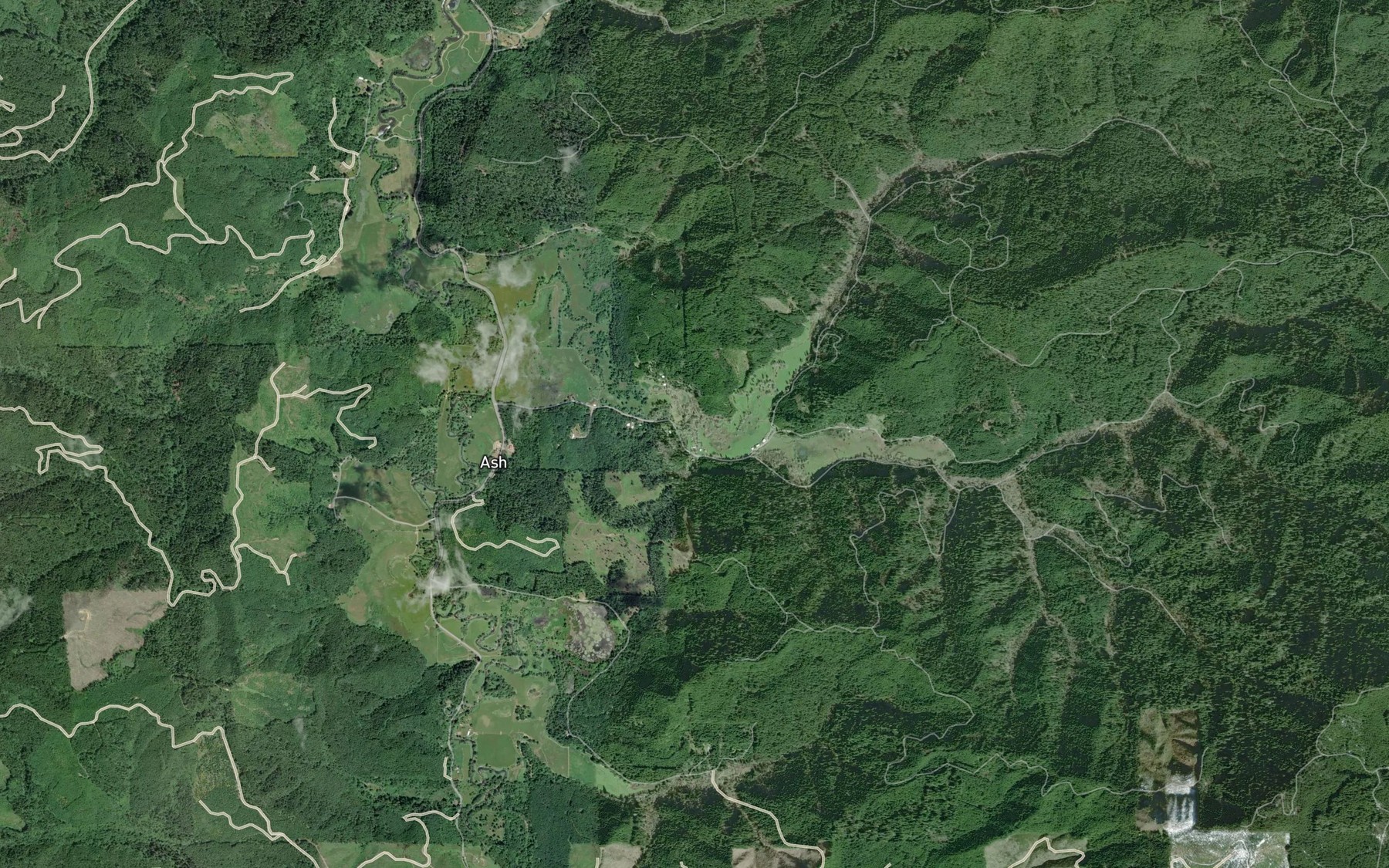 Satellite map of the North Fork Soup Creek