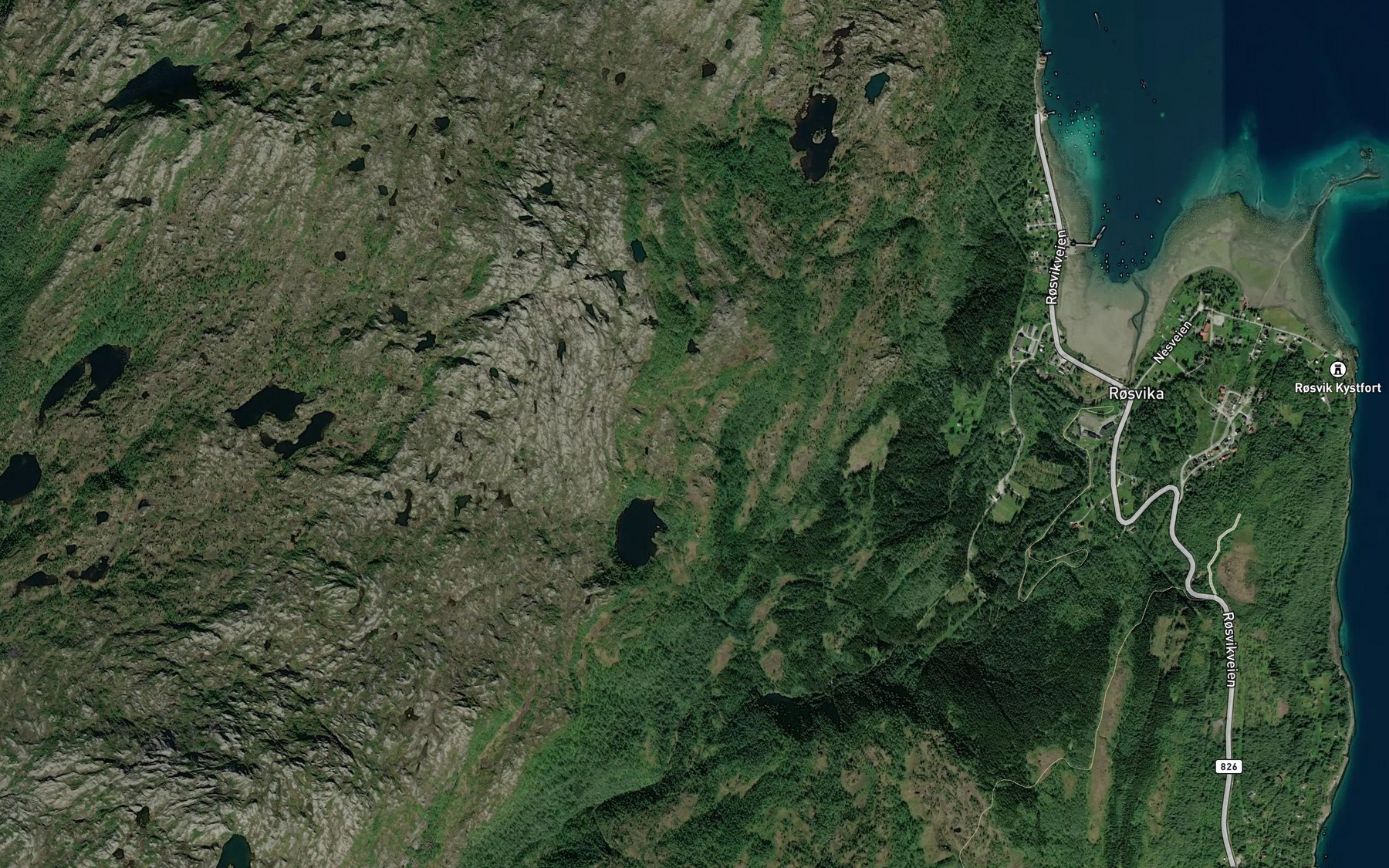 Satellite map of the Tverrelva
