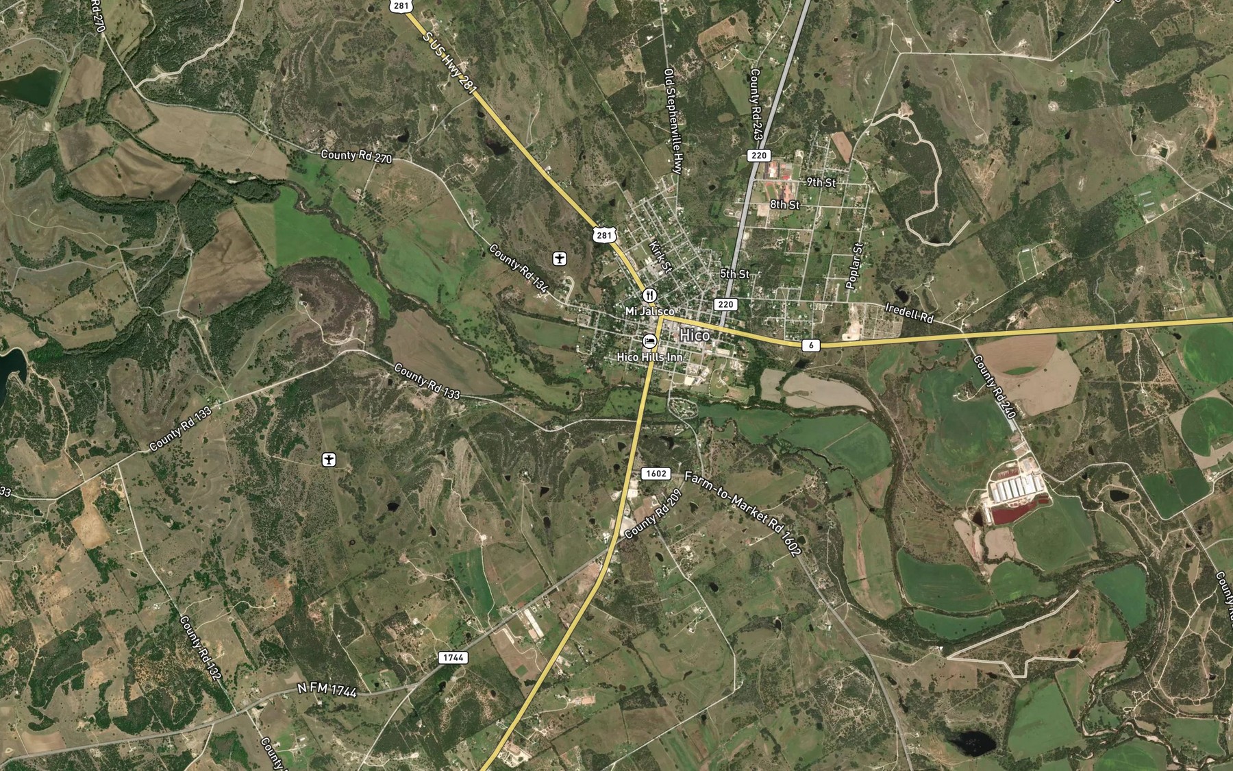 Satellite map of the Grubbs Branch