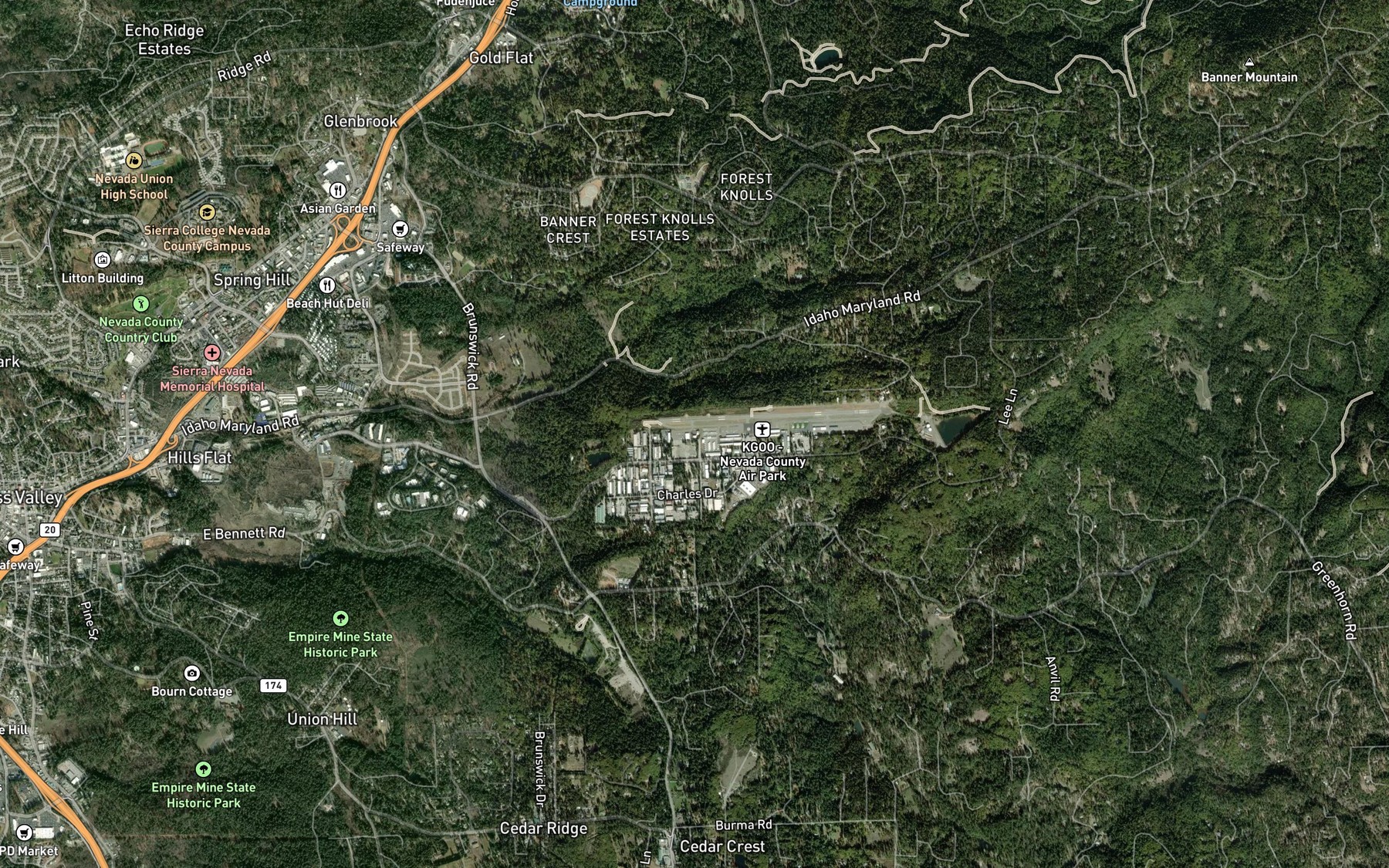 Satellite map of the Idaho-Maryland Reservoir
