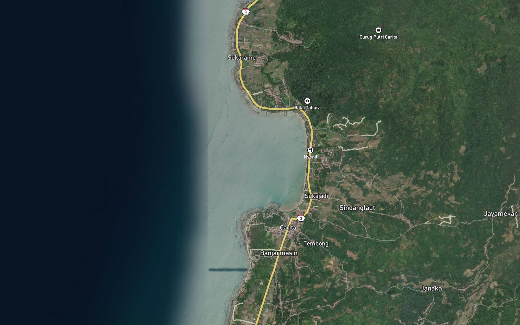 Satellite map of the Teluk Carita