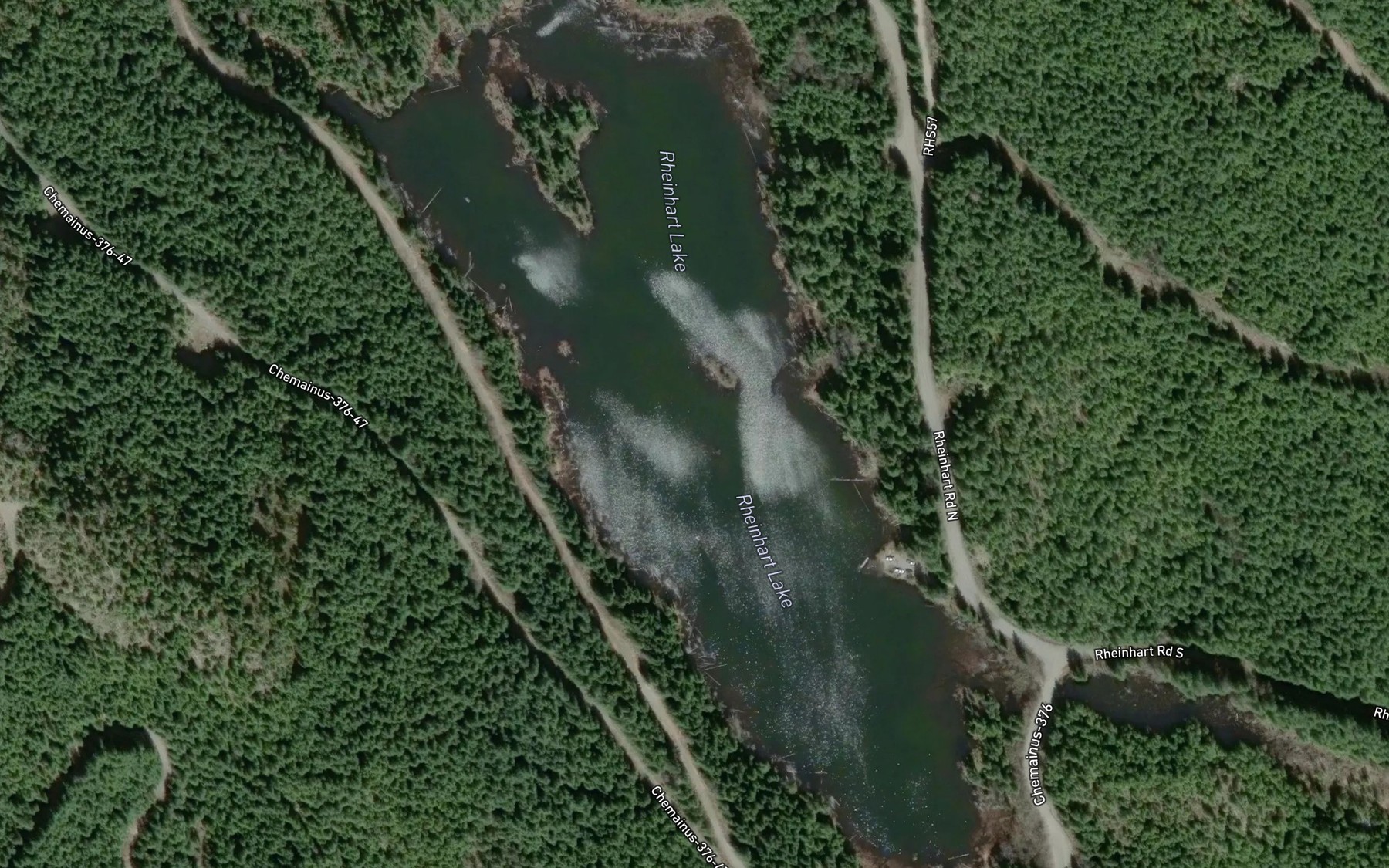 Satellite map of the Rheinhart Lake