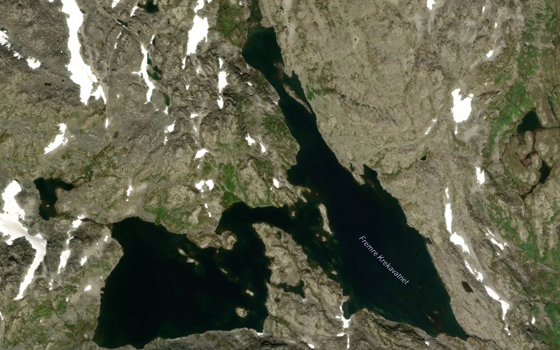 Satellite map of the Krekavatnet,fremre