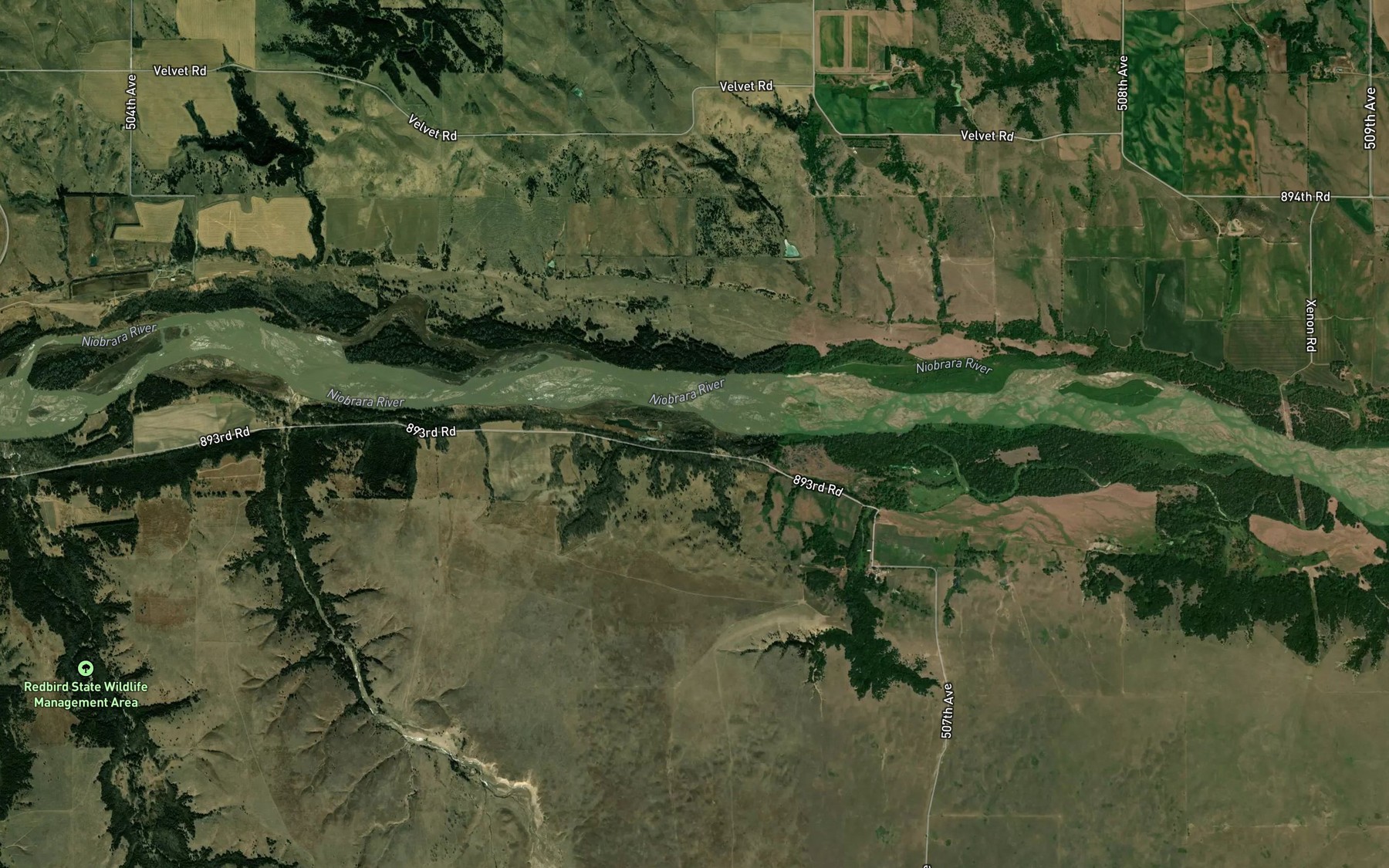 Satellite map of the Briggs Creek