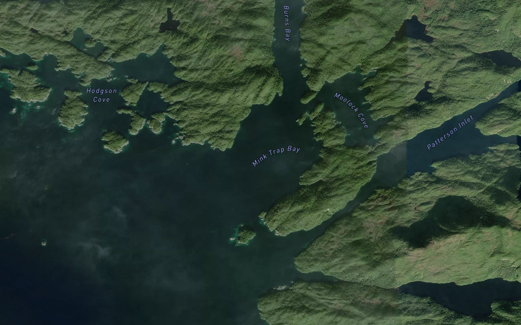 Satellite map of the Mink Trap Bay