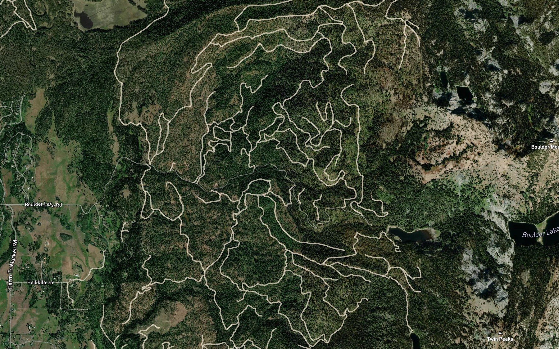 Satellite map of the Copeland Creek