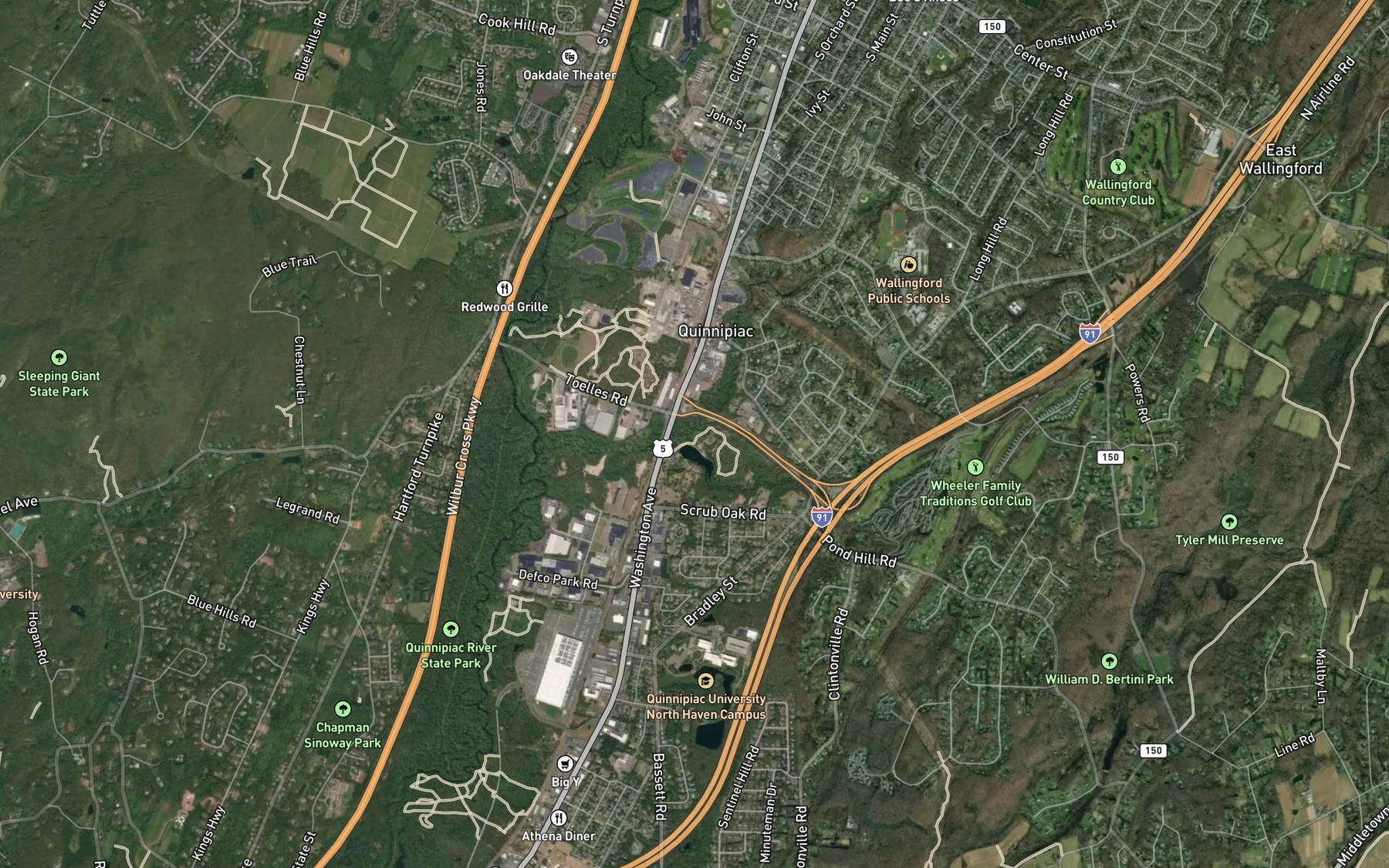Satellite map of the Wharton Brook