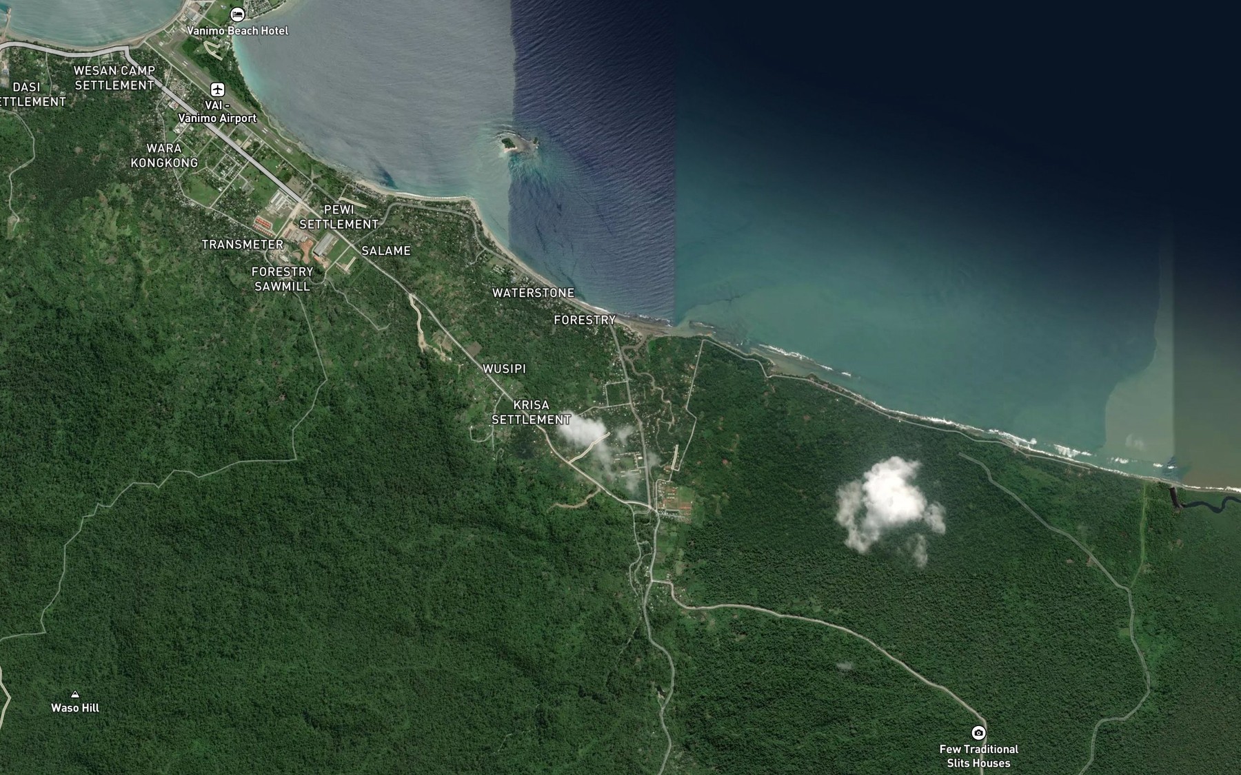 Satellite map of the Usipi Creek