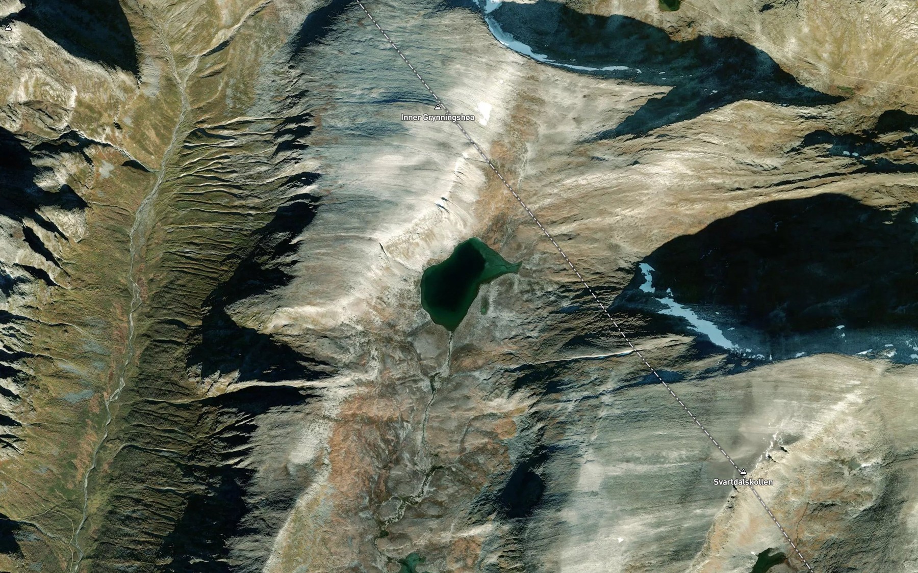 Satellite map of the Indre Grynningsdalsvatnet