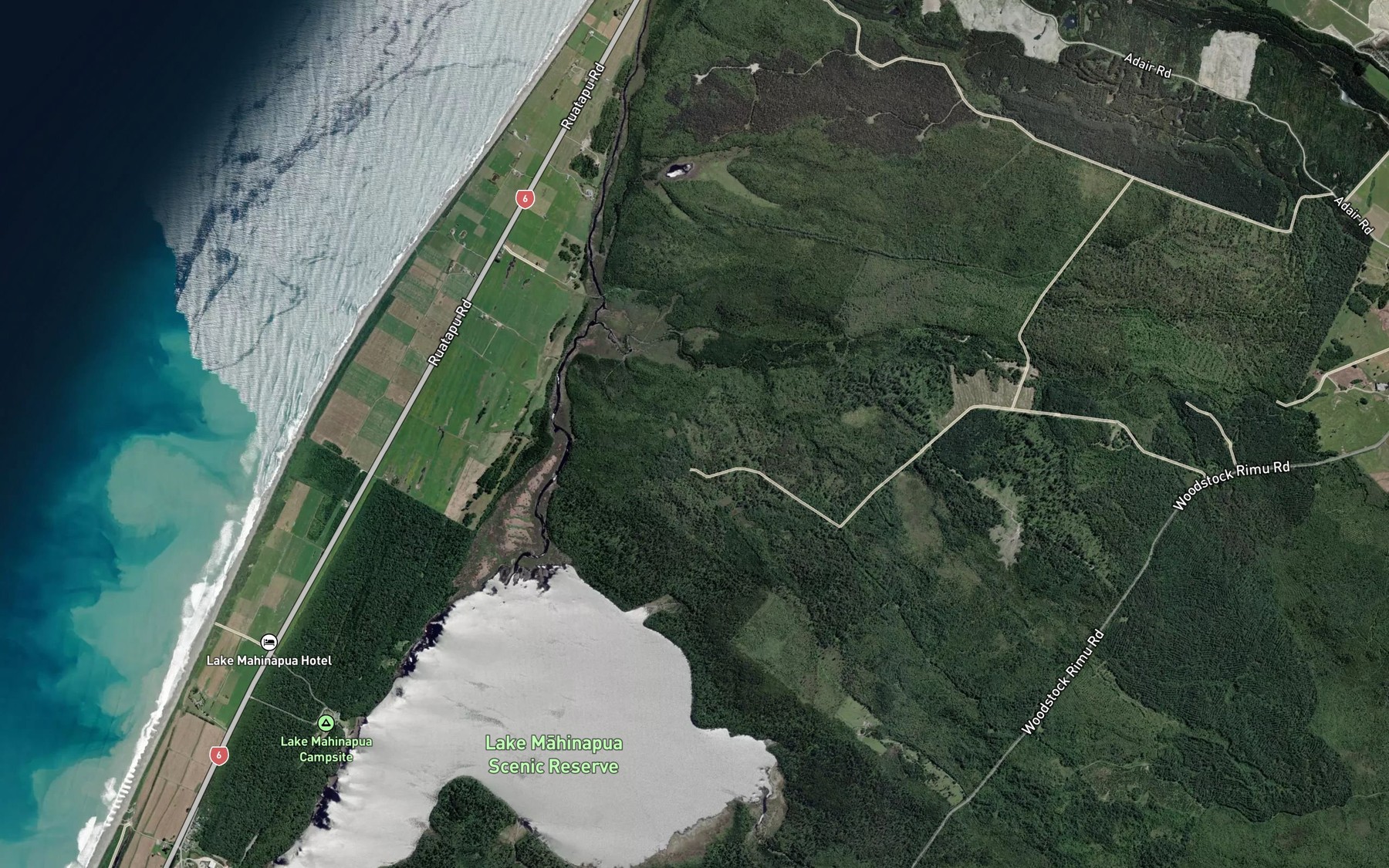 Satellite map of the Grebe Creek